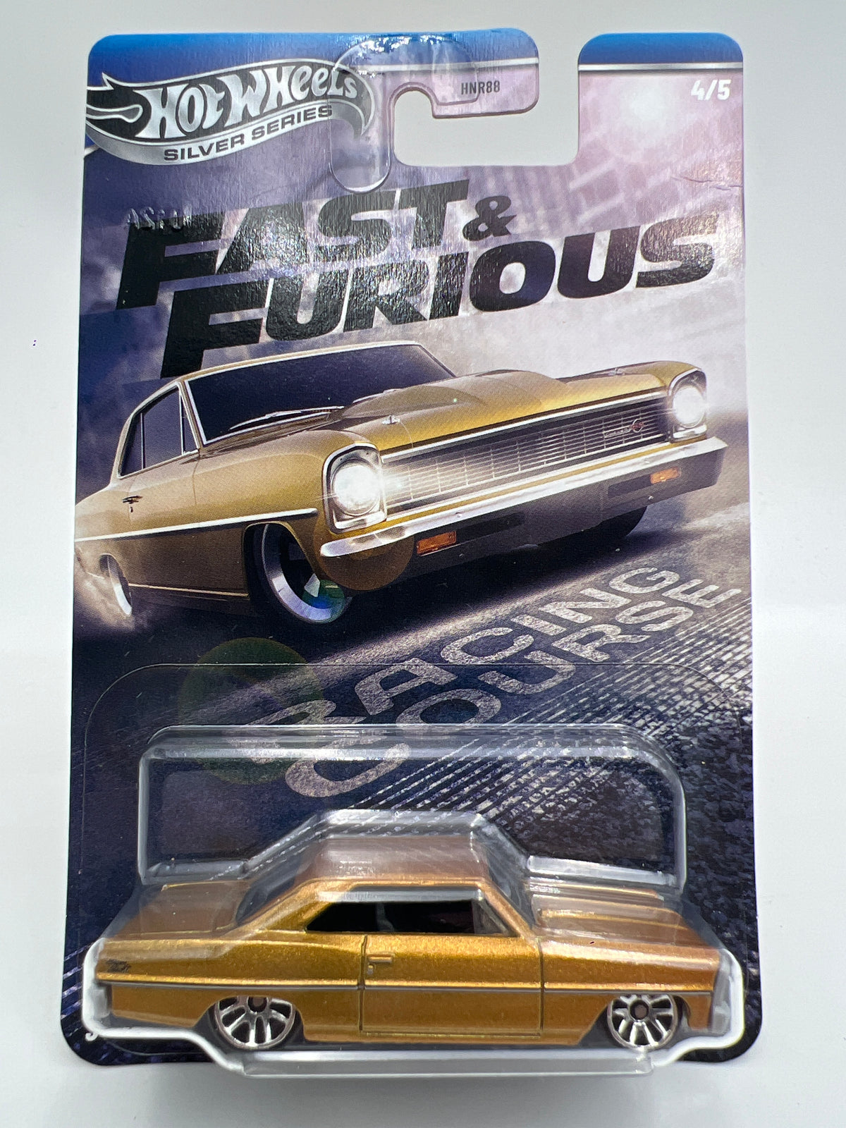 Hot Wheels Silver Series Fast & Furious Racing Course #4 1966 Chevy Nova Gold