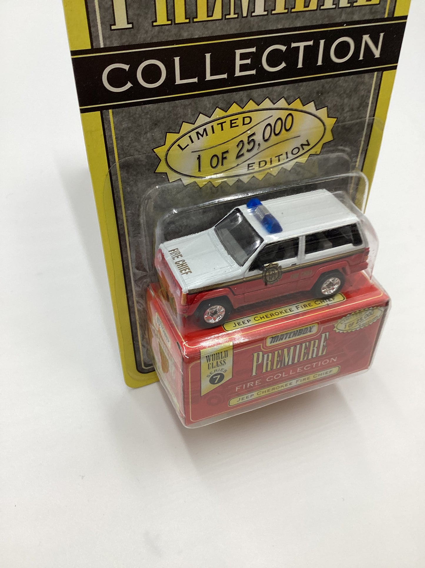 Matchbox Premiere World Class Series 7 Jeep Cherokee Fire Chief Red 208H