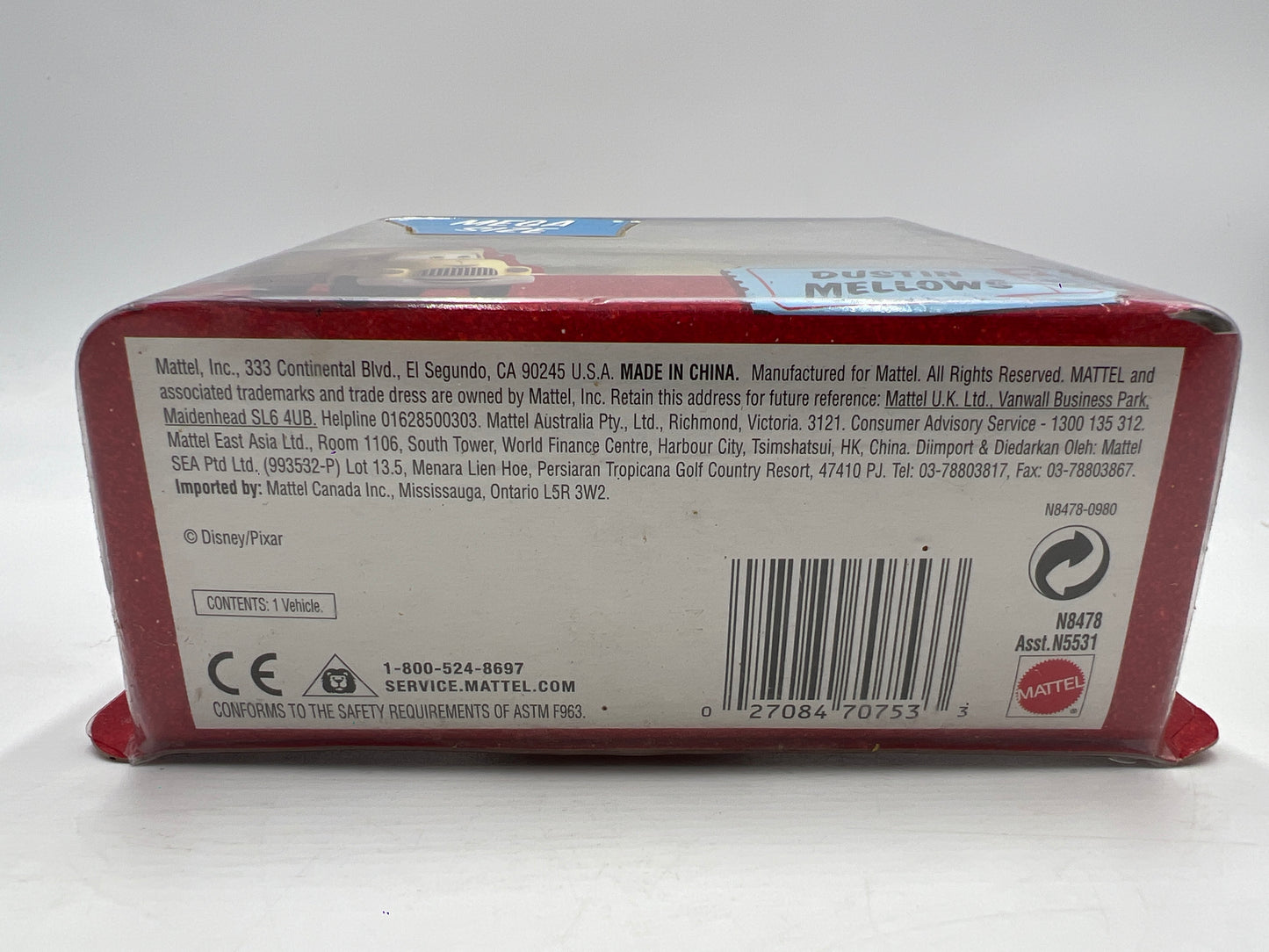 Disney Pixar The World Of Cars Race O Rama #7 Mega Size Dustin Mellows 141A