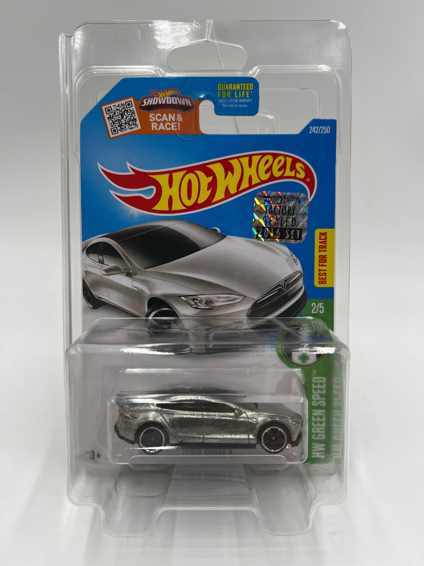 2016 Hot Wheels Factory Sealed Walmart Zamac #242 Tesla Model S W/Protector
