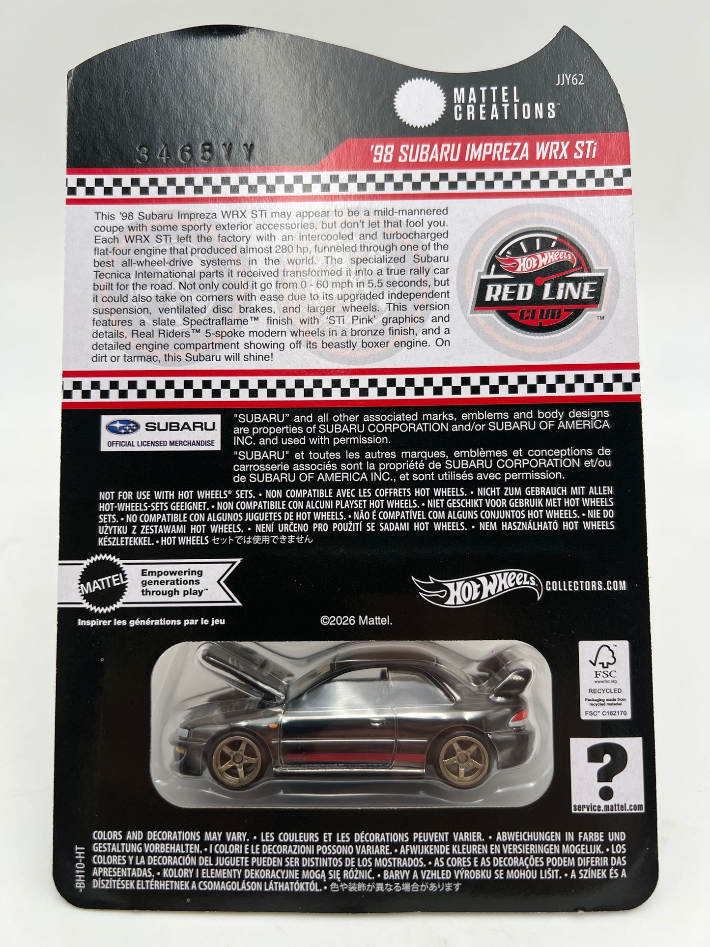 2026 Hot Wheels RLC Exclusive 98 Subaru Impreza WRX STi W/Protector
