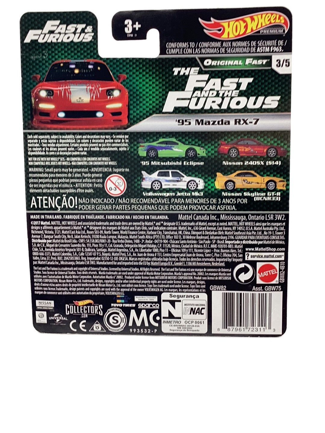 Hot wheels premium fast and furious Original Fast 3/5 95 Mazda RX-7 with protector