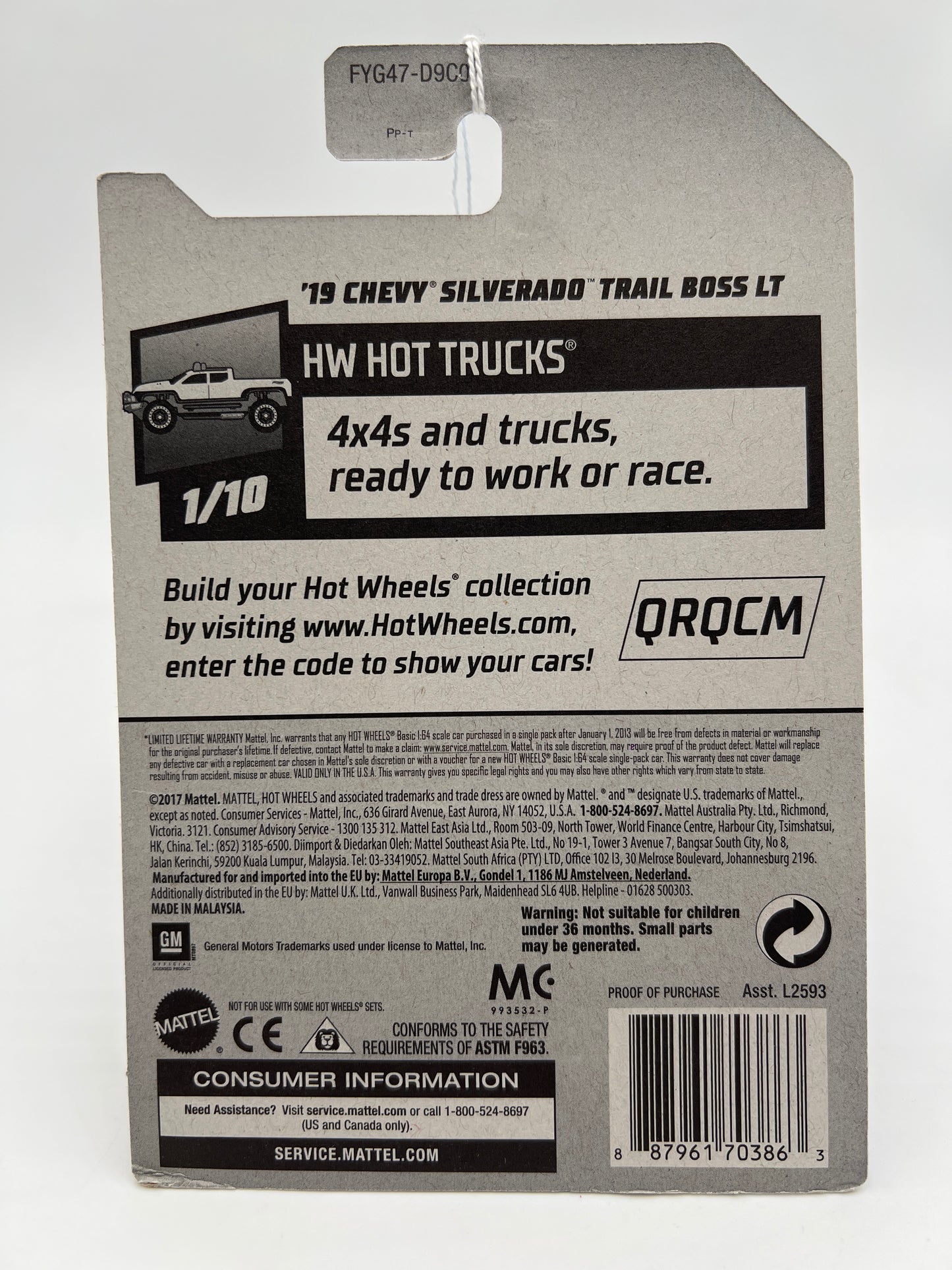 2019 Hot Wheels Kmart Exclusive HW Hot Trucks #83 19 Chevy Silverado Trail Boss LT 240B