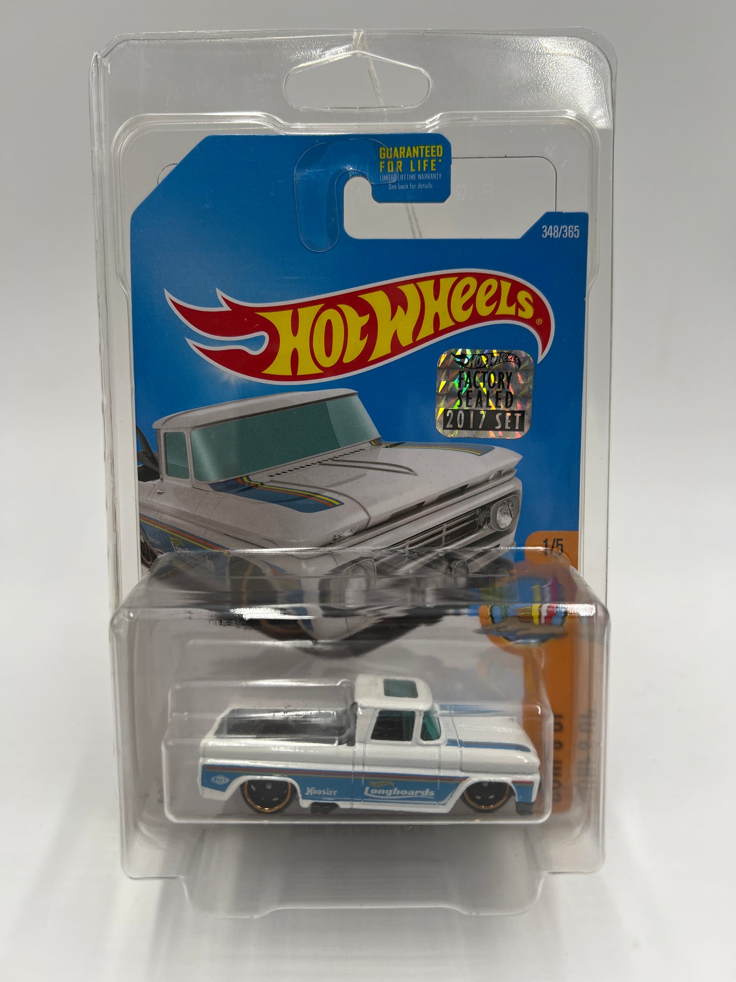 2017 Hot Wheels Factory Sealed Surfs Up #348 Custom 62 Chevy Pickup White W/Protector