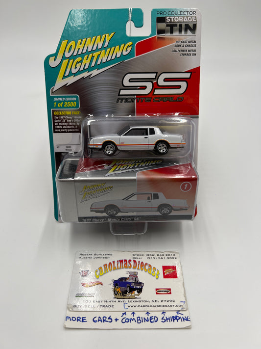 Johnny Lightning Storage Tin Release 1 Version A 1987 Chevy Monte Carlo SS White 1/2500