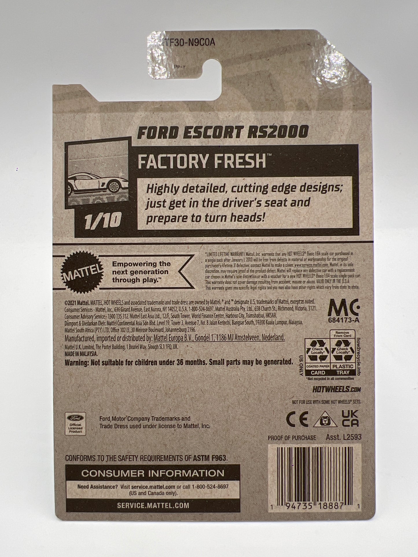 2024 Hot Wheels Super Treasure Hunt Ford Escort RS2000 Green W/Protector