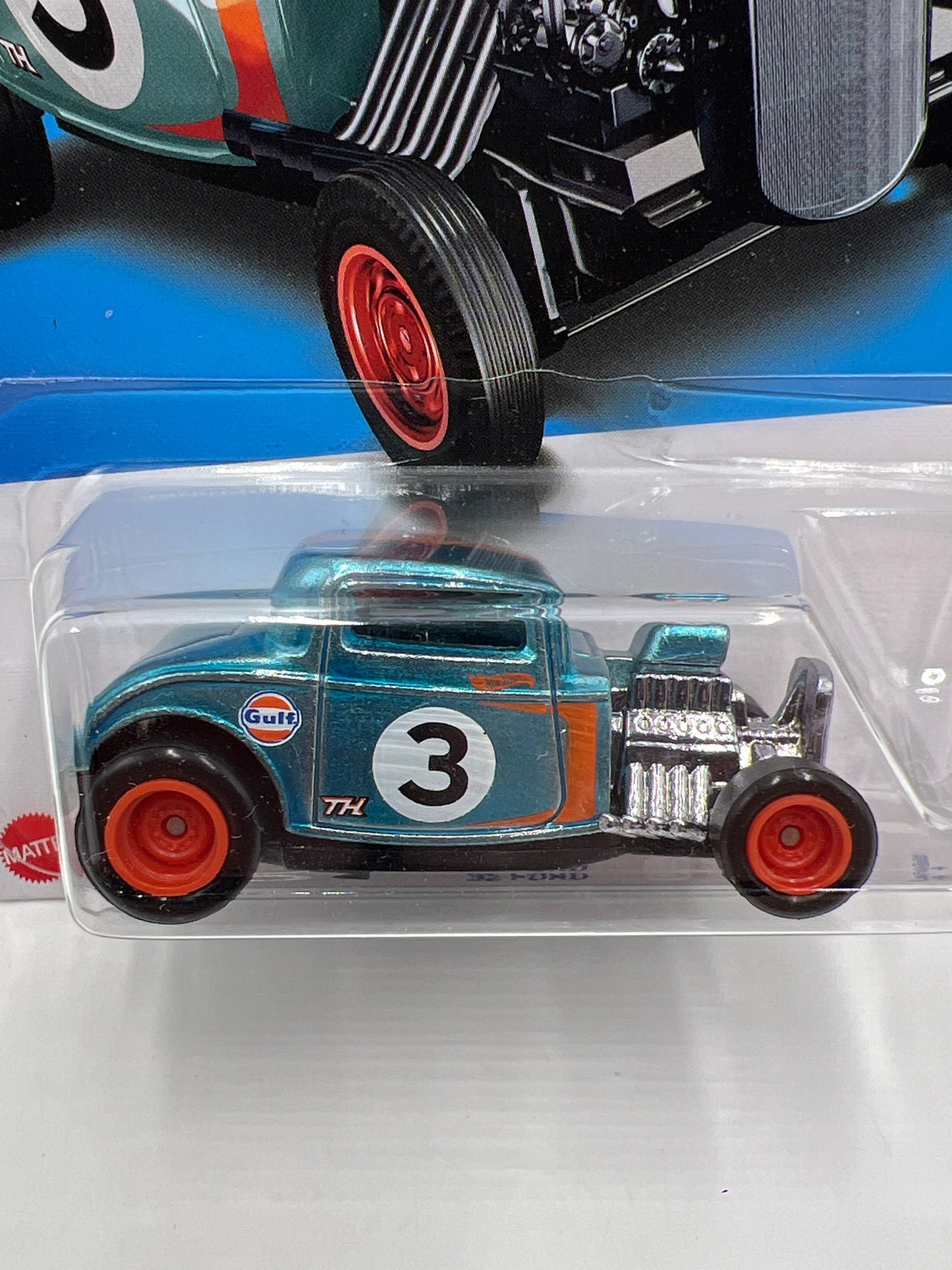 2022 Hot Wheels Super Treasure Hunt #237 32 Ford Gulf Blue W/Protector
