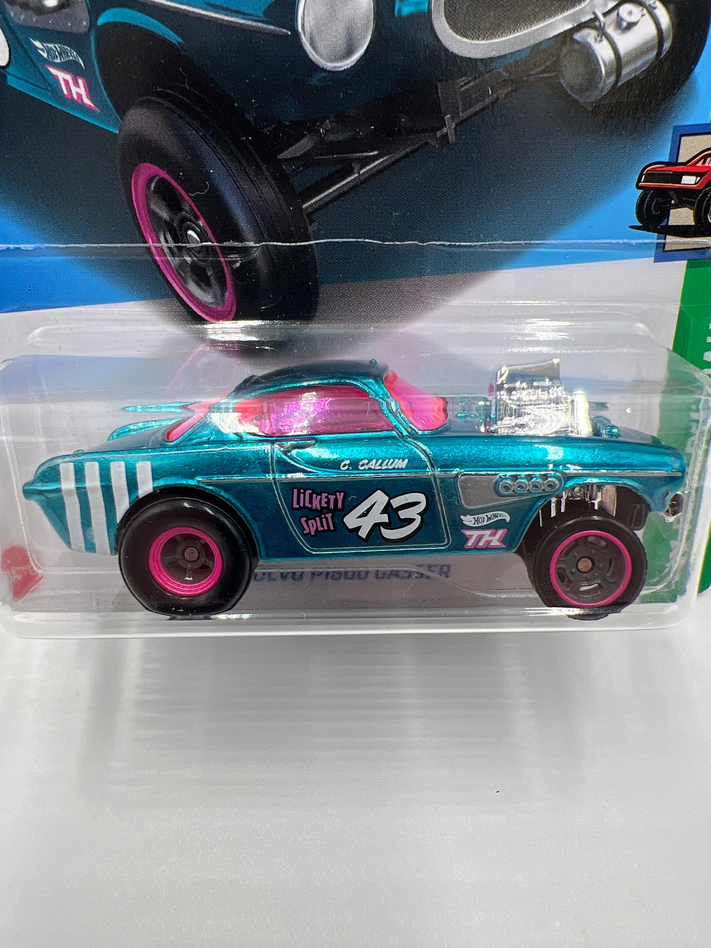 2024 Hot Wheels Super Treasure Hunt #153 Volvo P1800 Gasser Blue W/Protector #1