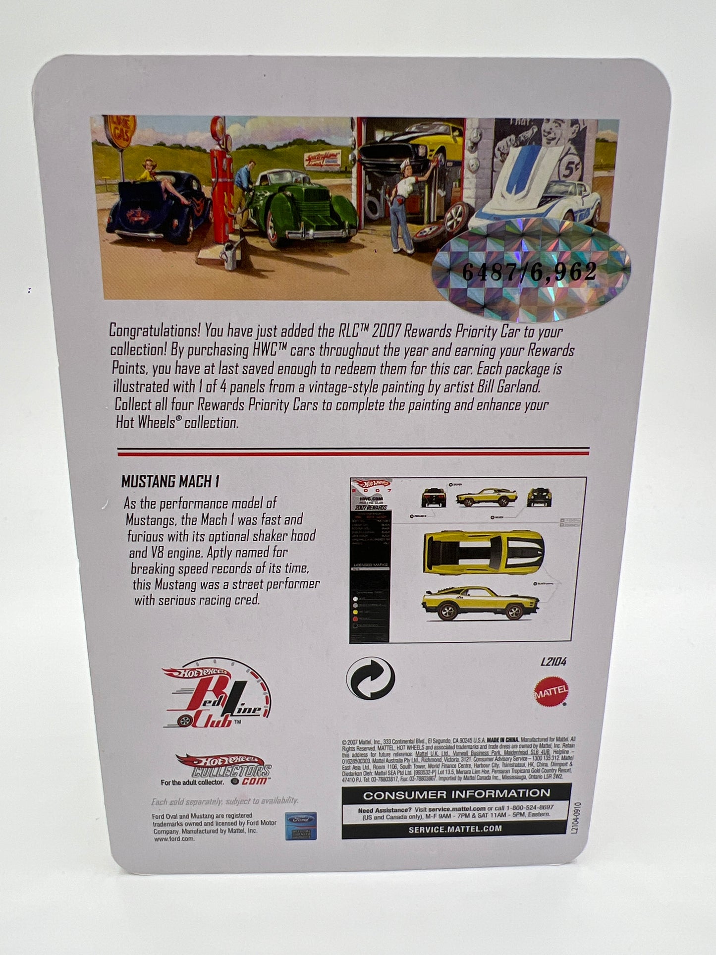 2007 Hot Wheels RLC Rewards Series #3 Mustang Mach 1 Yellow 6487/6962 W/Protector