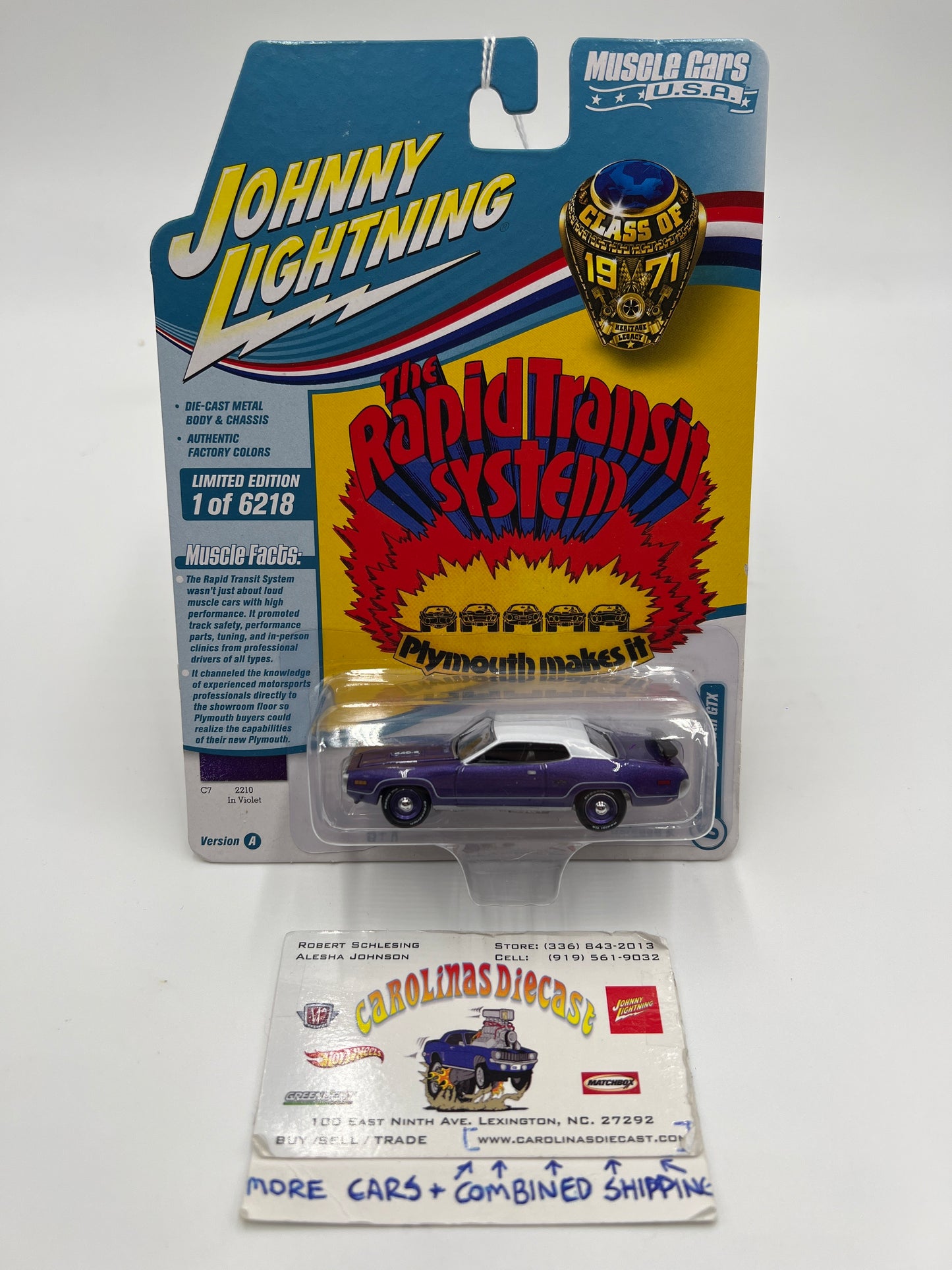 Johnny Lightning Muscle Cars U.S.A Class of 1971 Release 2 Version A 1971 Plymouth GTX In Violet Purple 229B