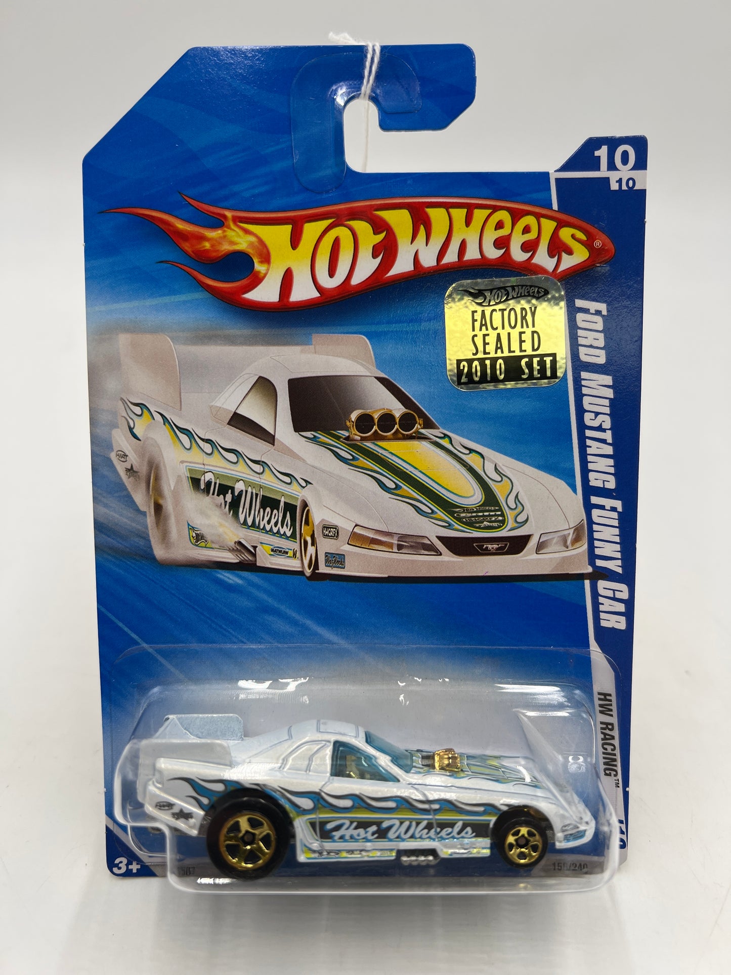 2010 Hot Wheels Racing #158 Ford Mustang Funny Car White Factory Sealed 22H