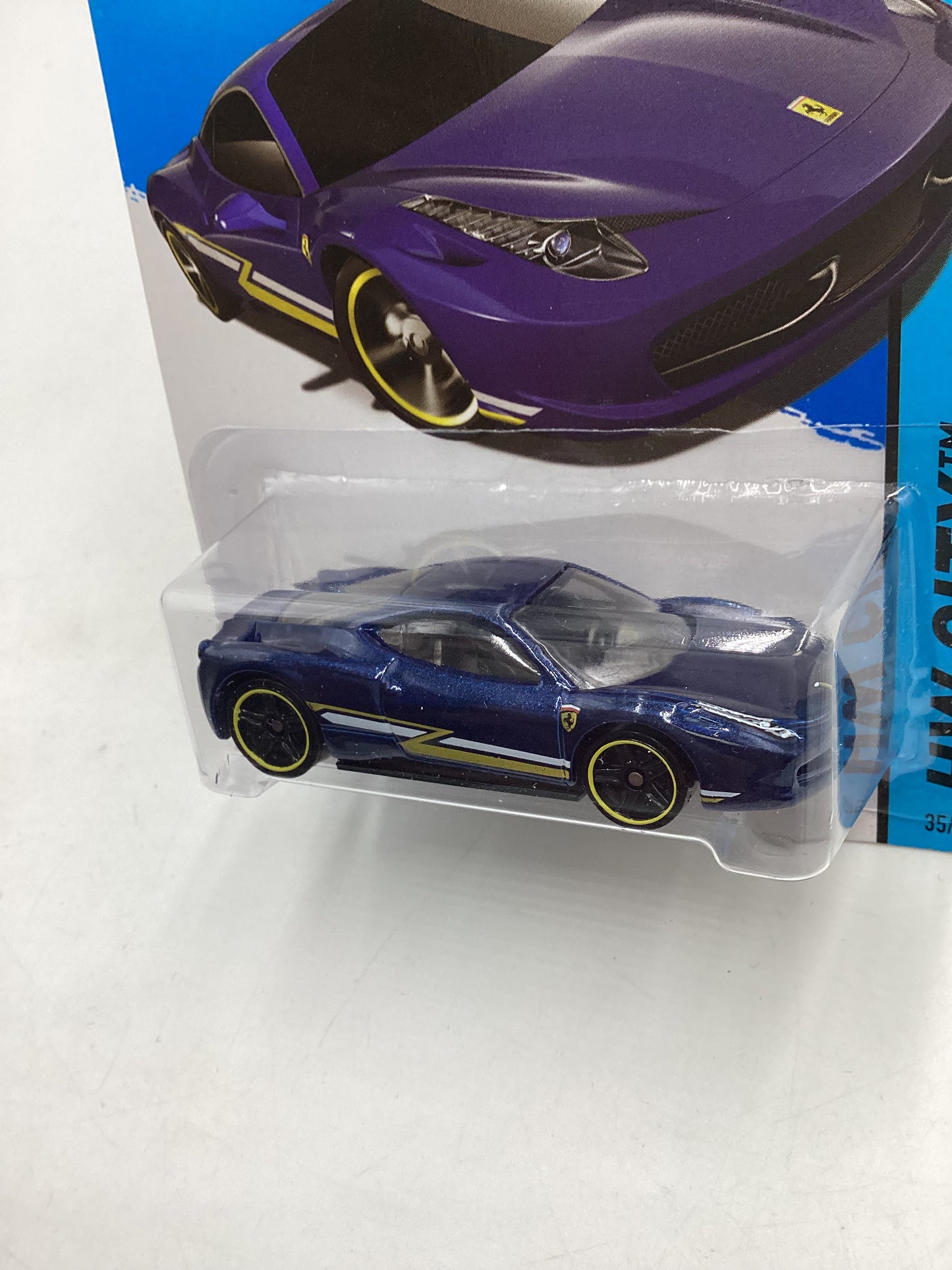 2014 Hot Wheels #35 Ferrari 458 Italia Blue SR