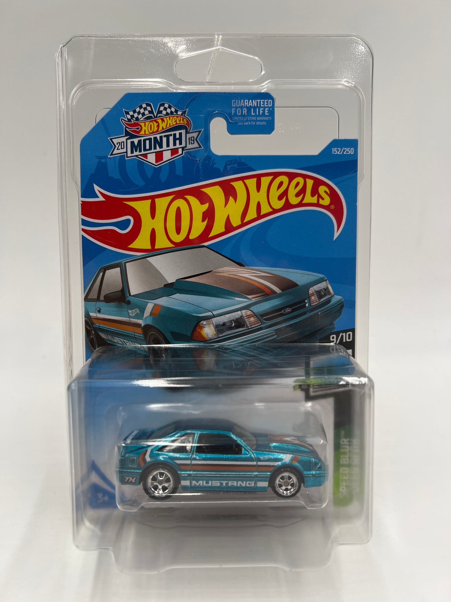 2019 Hot Wheels Super Treasure Hunt #152 Month Card 92 Ford Mustang Foxbody Blue W/Protector