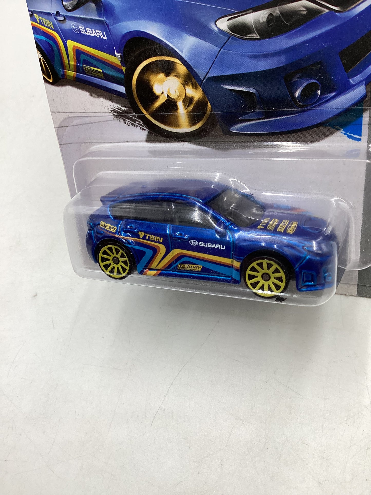 2013 Hot Wheels #25 Subaru WRX STI Blue *Card Not Perfect* 89D