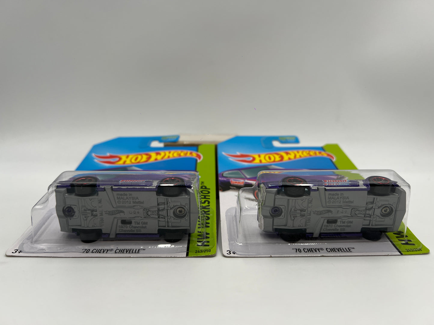 2014 Hot Wheels Workshop #243 70 Chevy Chevelle Purple Summit 2 Pack MC5/PR5 Wheel Variations W/Protector