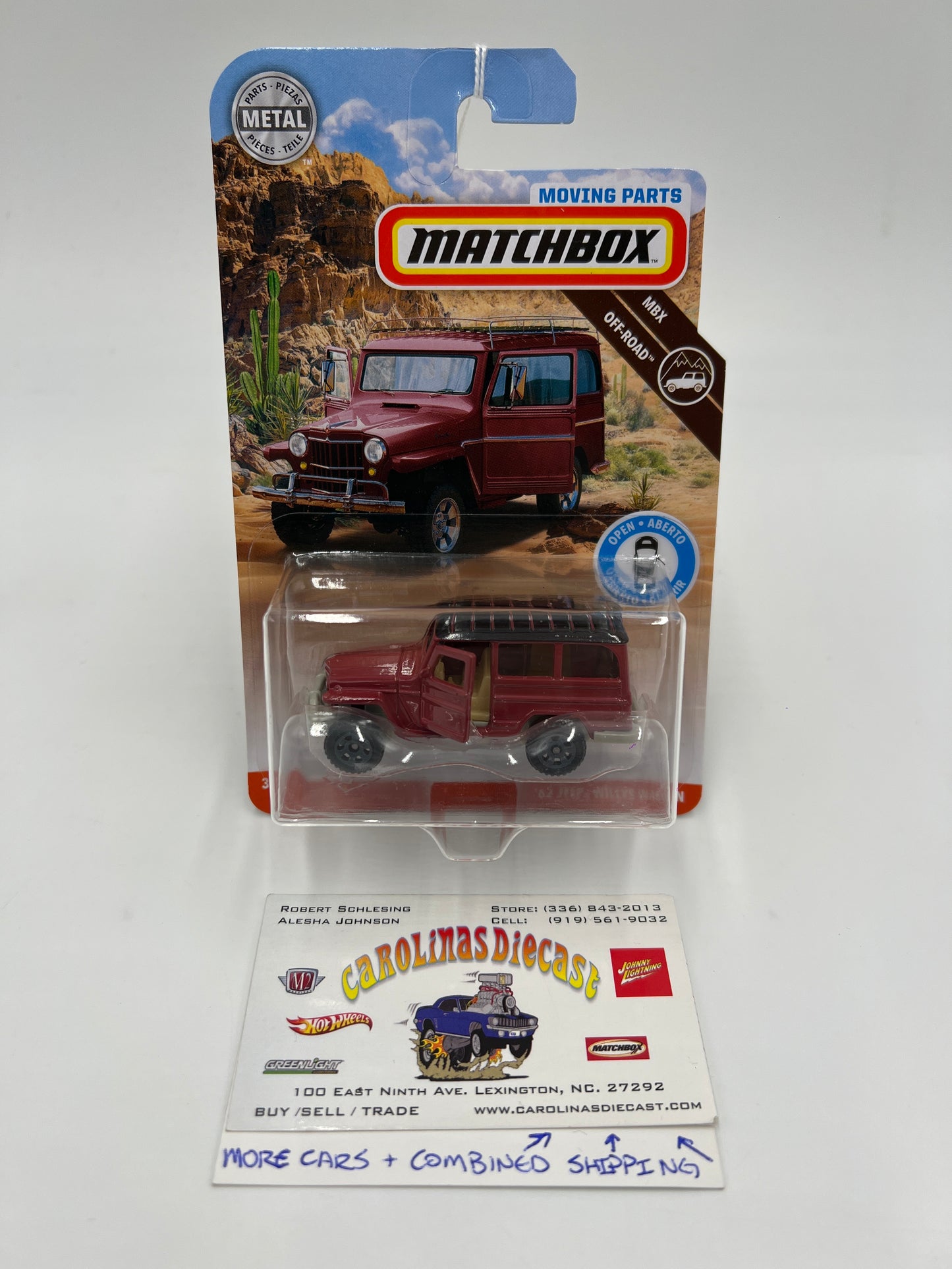 Matchbox Moving Parts MBX Off-Road 62 Jeep Willys Wagon Red 167P