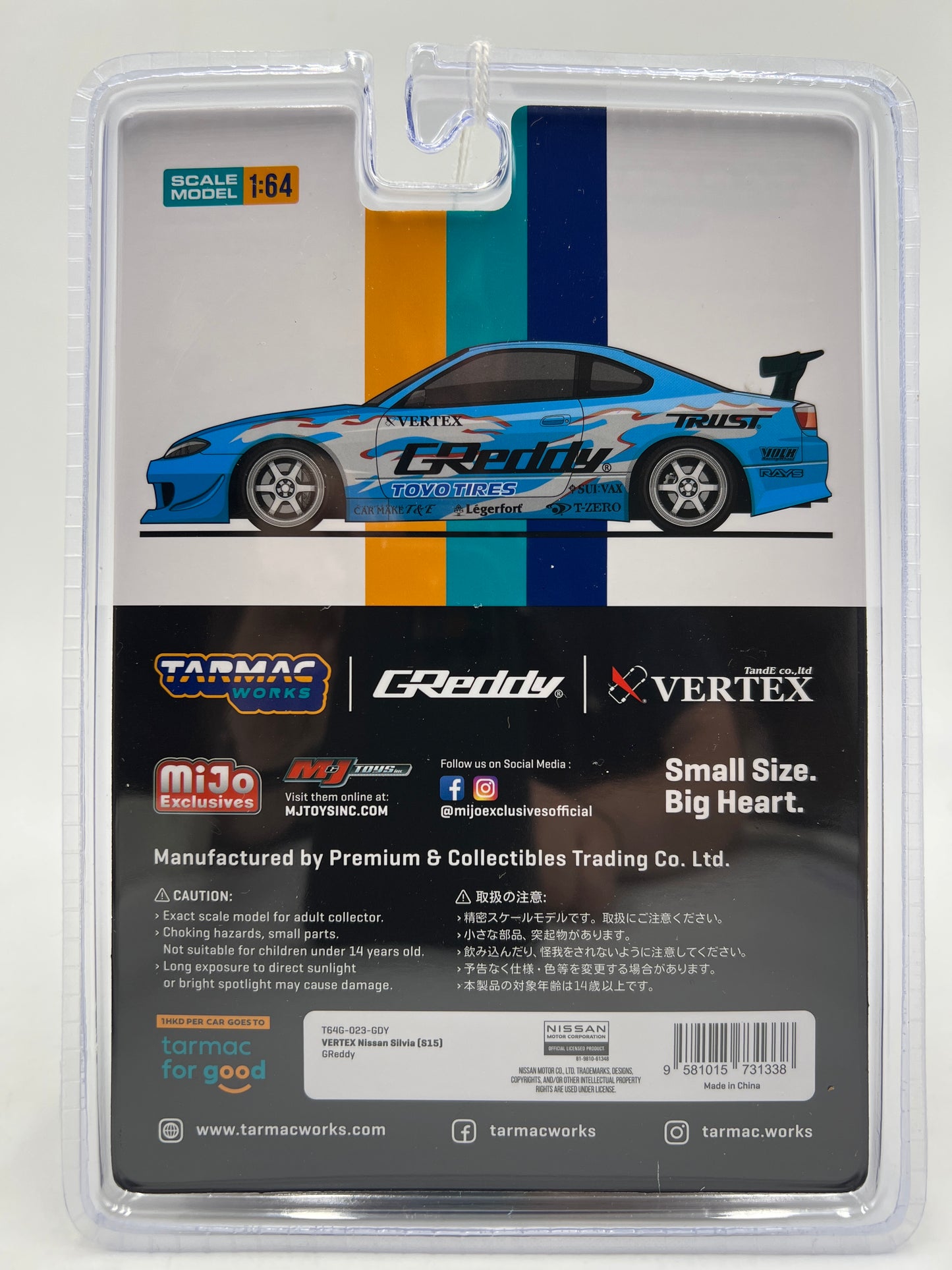 Tarmac Works Mijo Exclusives Nissan Silvia S15 Vertex GReddy Blue