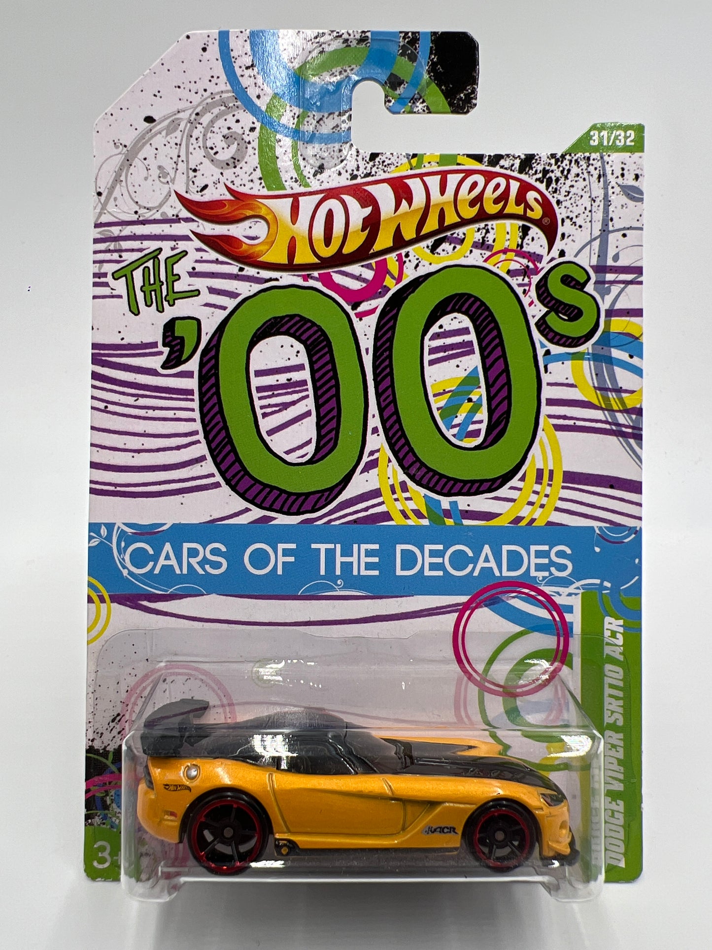 Hot Wheels Cars of the Decades The 00s #31 Dodge Viper SRT10 ACR Yellow W/Protector 2