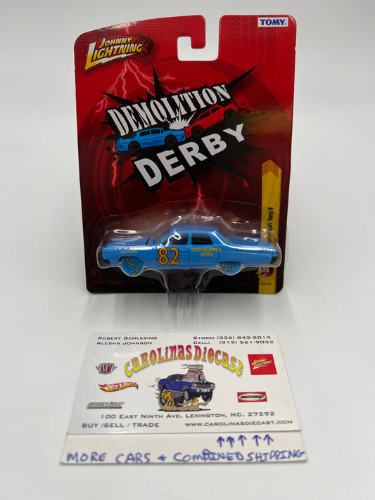 Johnny Lightning Demolition Derby JL25 1967 Plymouth Fury II Light Blue White Lightning Chase W/Protector VHTF