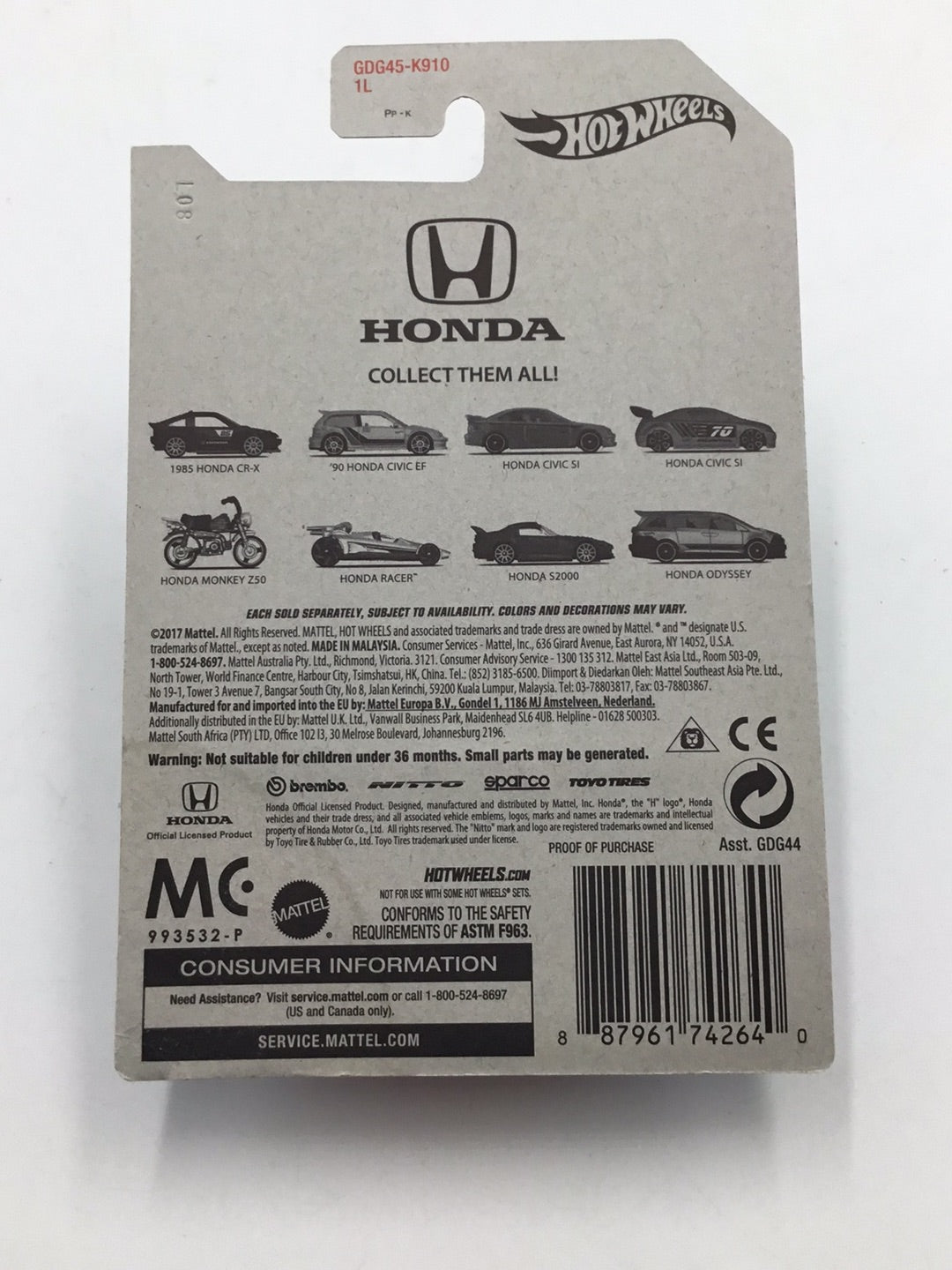 Hot wheels Honda series 1985 Honda CR-X 1/8 Walmart exclusive W2