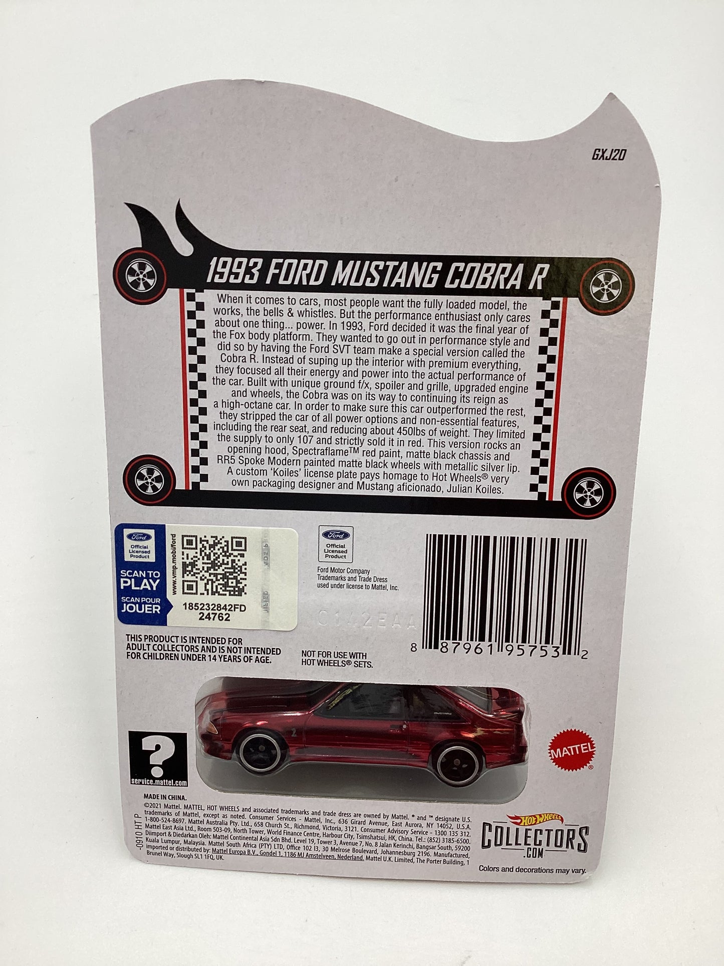 2021 Hot Wheels RLC 1993 Ford Mustang Cobra R Red