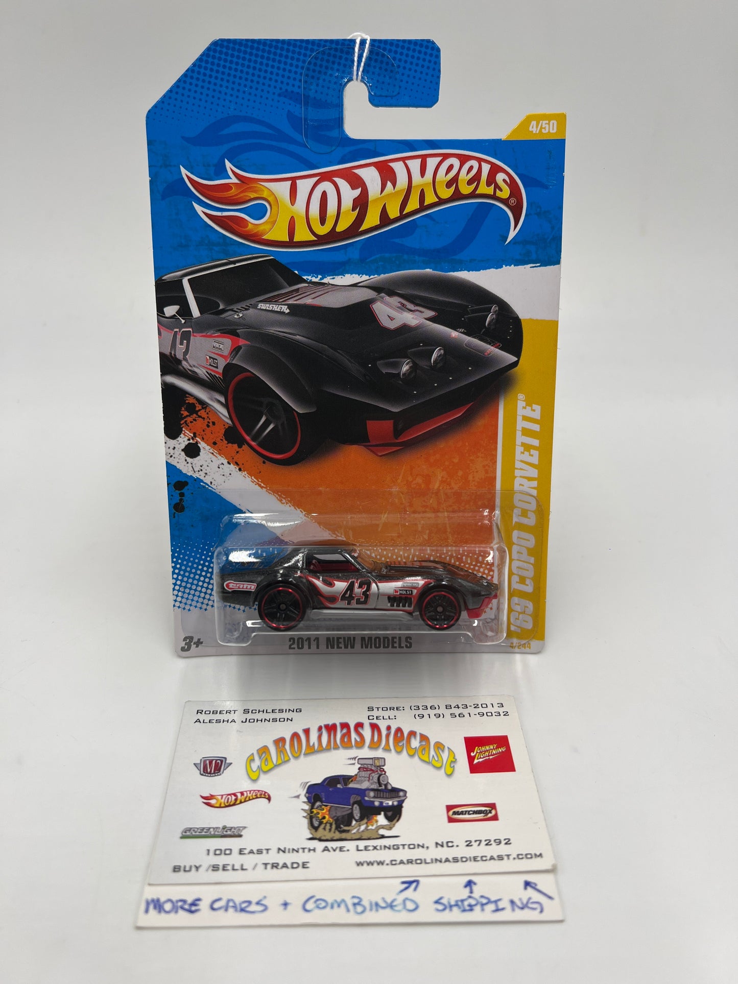 2011 Hot Wheels New Models #4 69 Copo Corvette Black Walmart Exclusive Windshield Banner 237B
