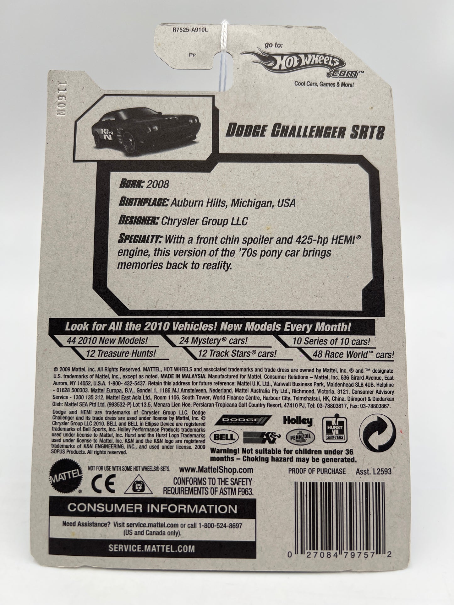 2010 Hot Wheels Performance #100 Dodge Challenger SRT8 Black K&N 40C