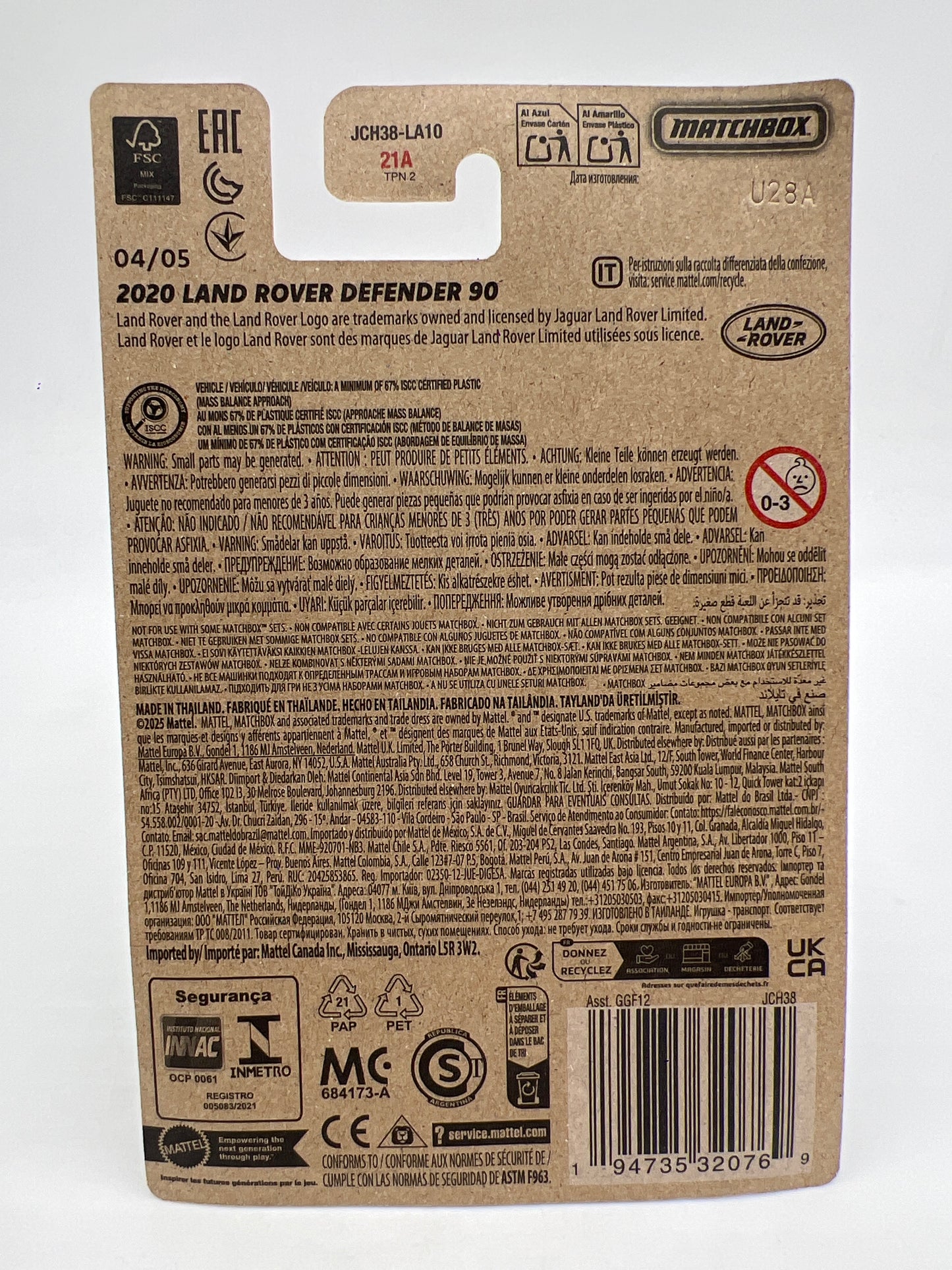 2025 Matchbox European Series #4 2020 Land Rover Defender 90 Black 163i