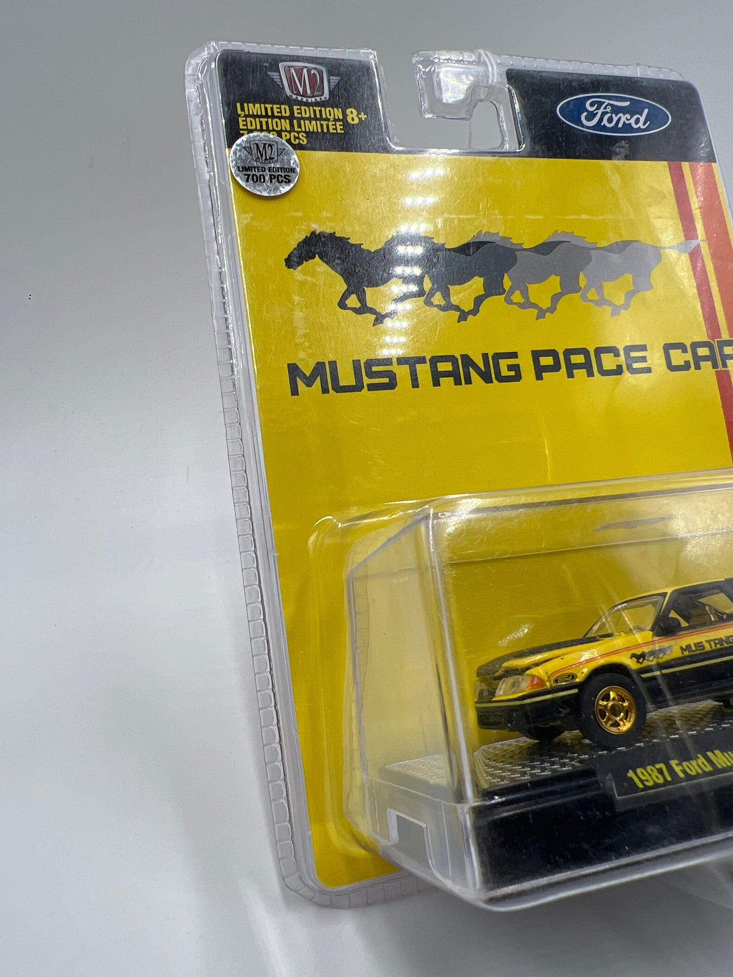 M2 Machines Hobby Exclusive CHASE Pace Car 1987 Ford Mustang GT Custom Yellow HS31