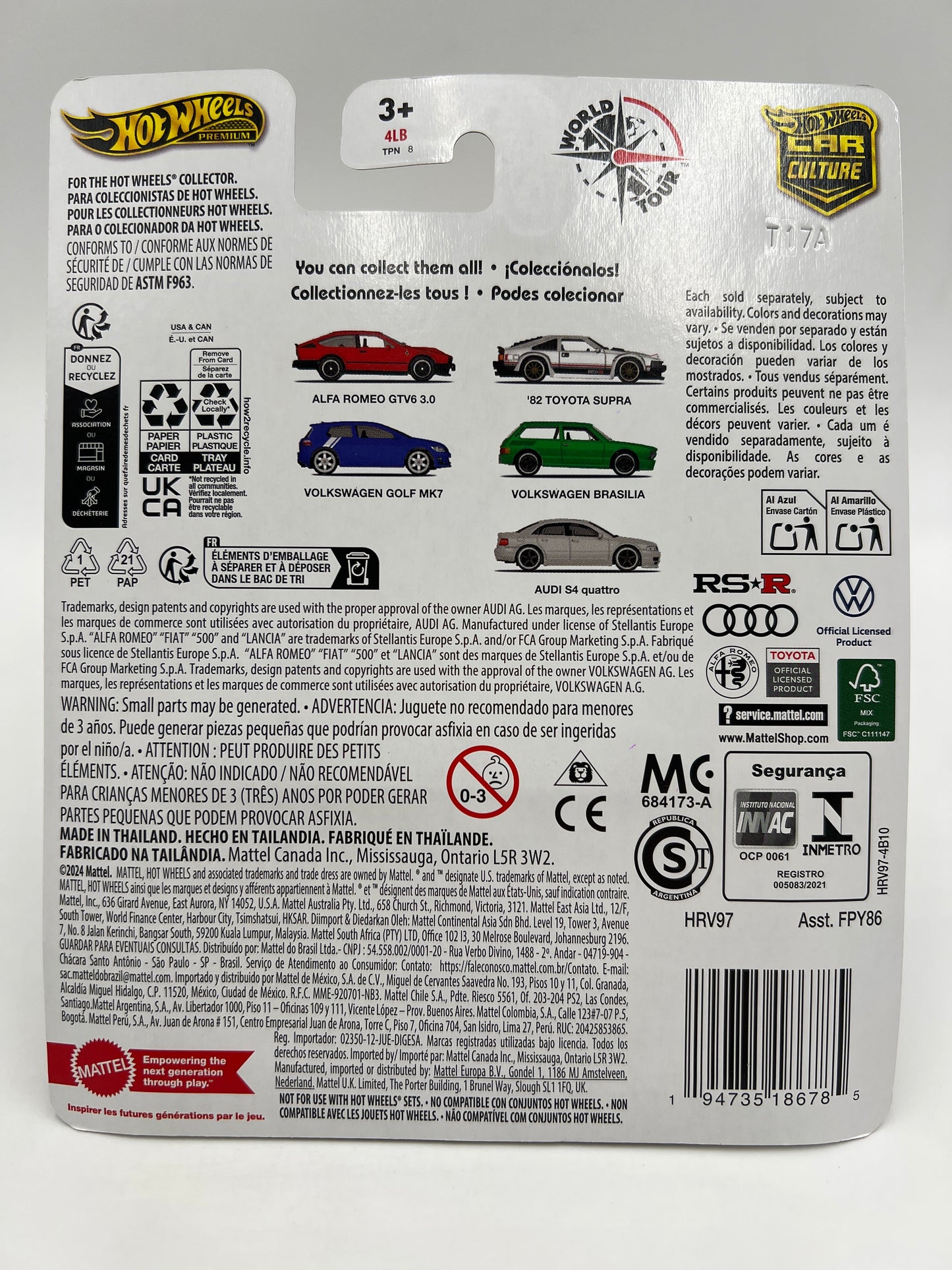 Hot Wheels Premium World Tour #2 82 Toyota Supra White 246H