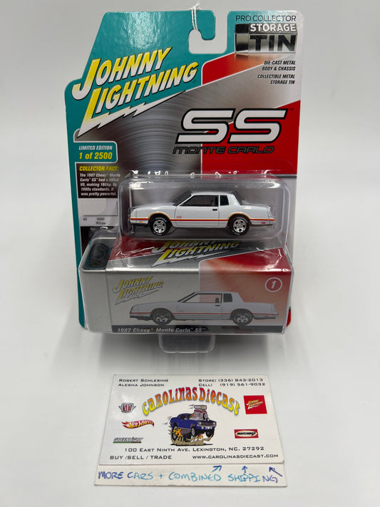 Johnny Lightning Storage Tin Release 1 Version A 1987 Chevy Monte Carlo SS White 1/2500