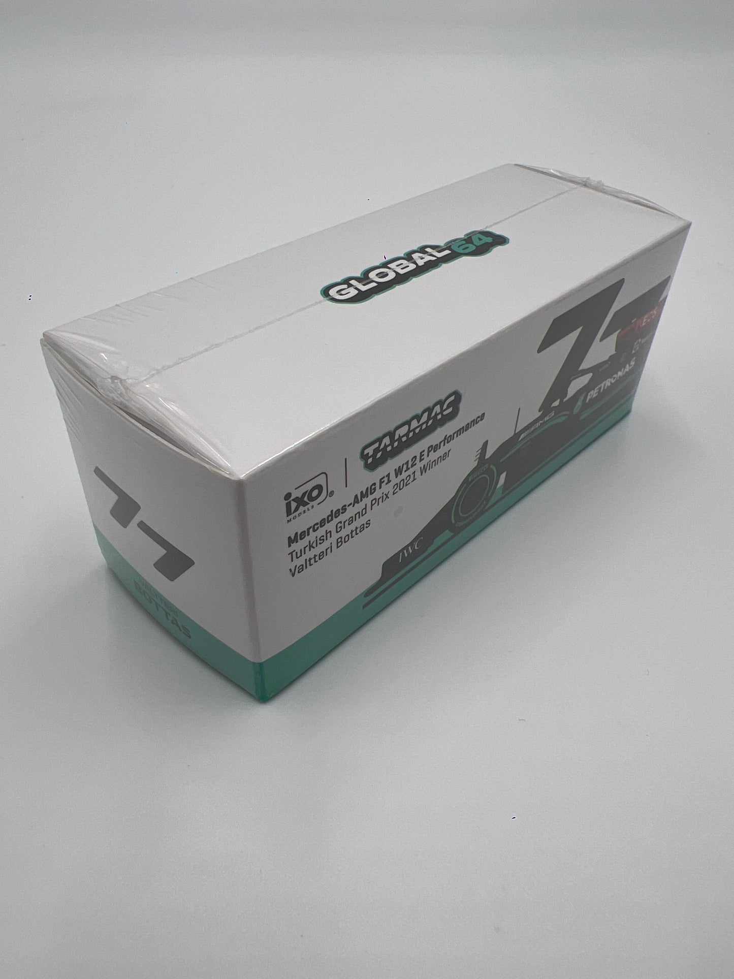 Tarmac Works Global64 IXO Models Valtteri Bottas Mercedes-AMG F1 W12 E Performance Turkish Grand Prix 2021 Winner Sealed