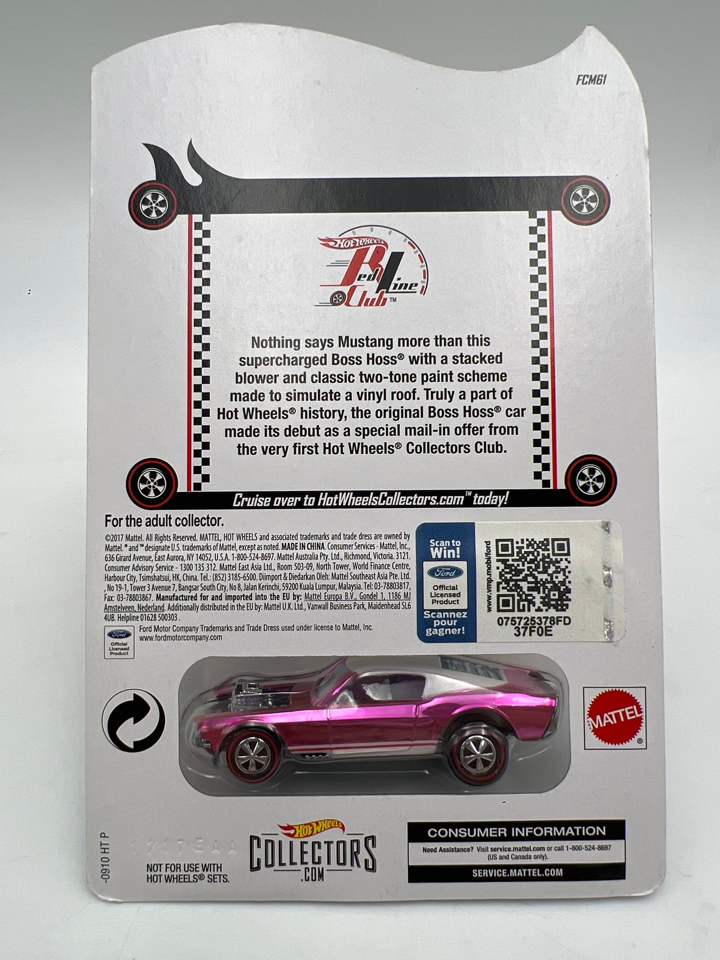 Hot Wheels RLC Club Exclusive Mustang Boss Hoss Pink W/Protector