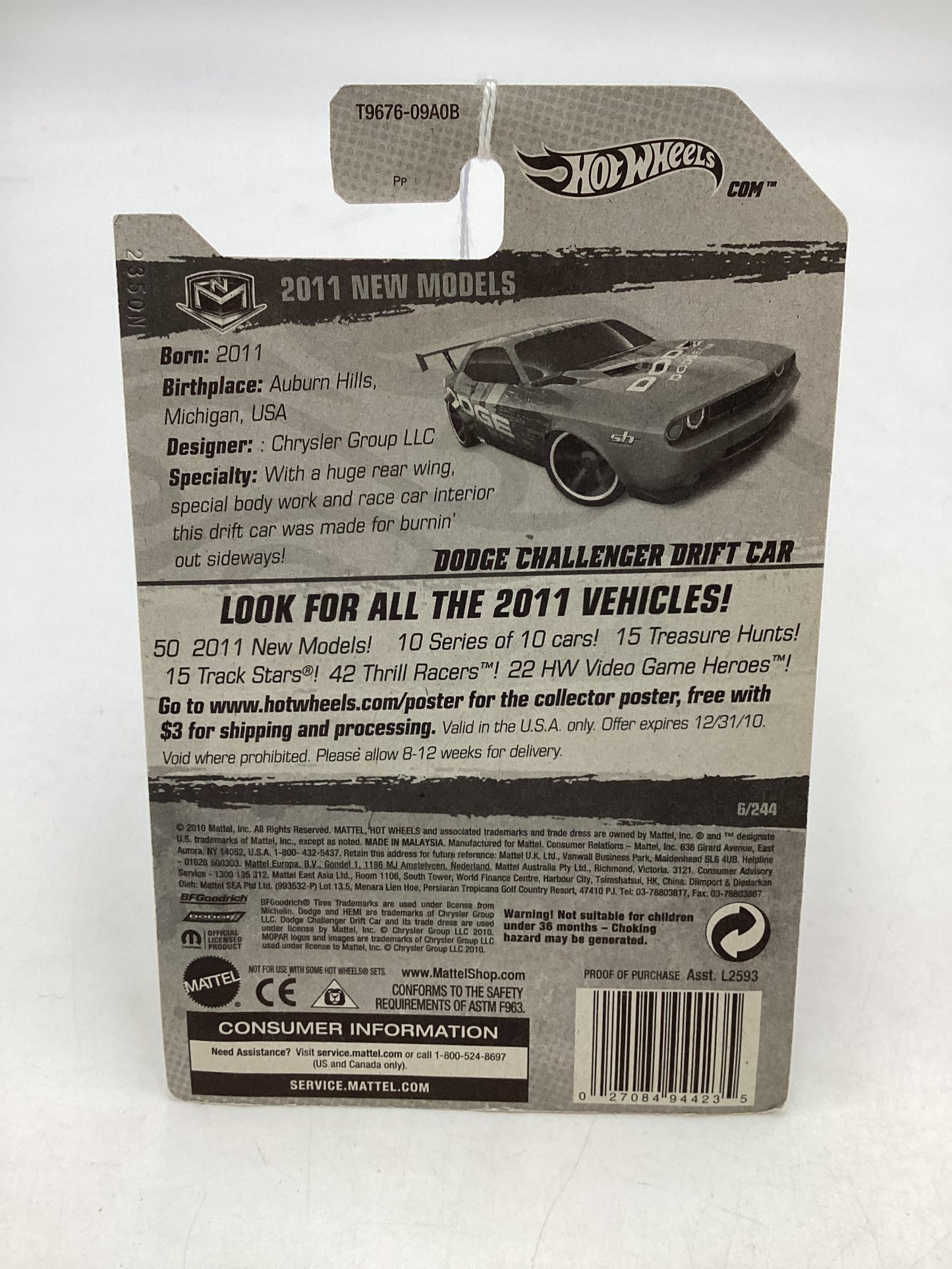 2011 Hot Wheels #6 Dodge Challenger Drift Car Red 51G