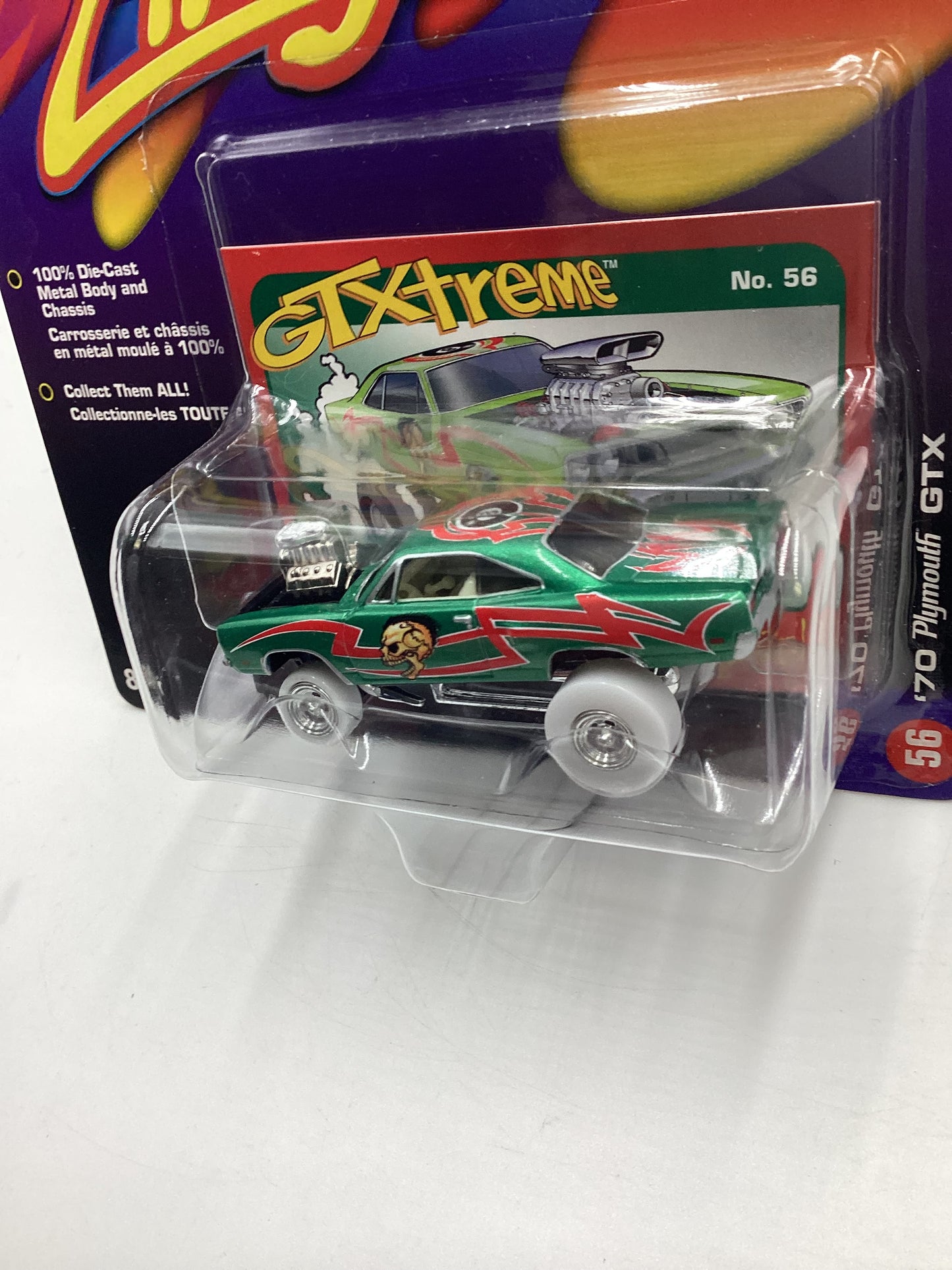 Johnny Lightning Street Freaks Zingers 70 Plymouth GTX Green White Lightning Chase with protector