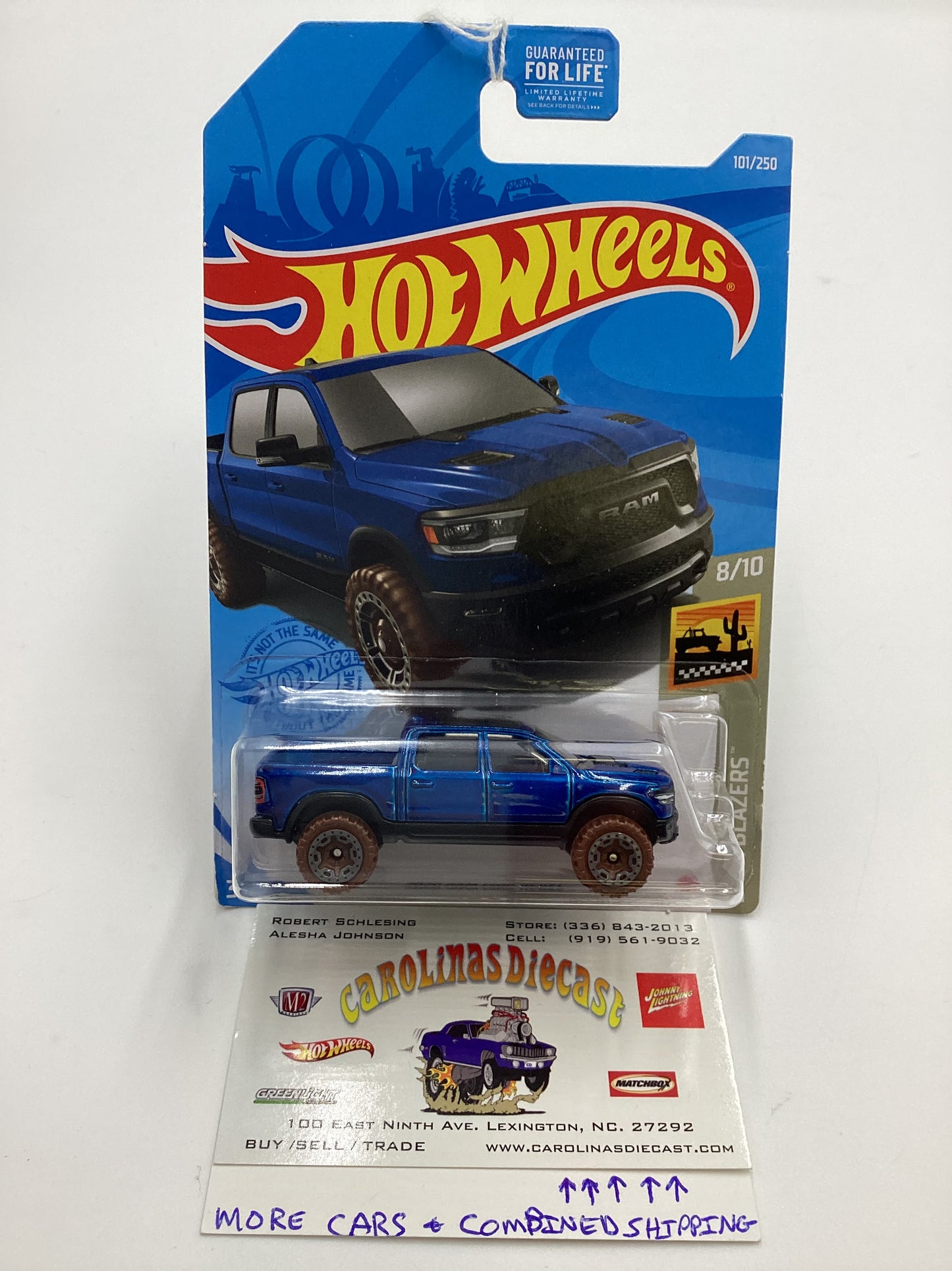 2021 Hot Wheels #101 2020 Ram 1500 Rebel Blue cracked blister 38H