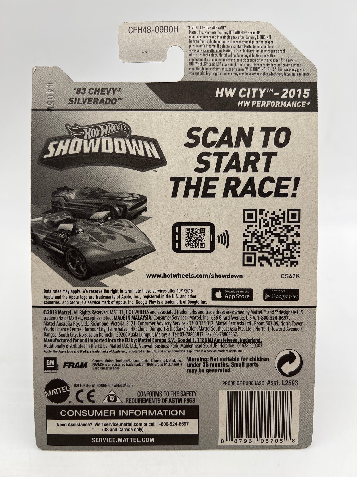 2015 Hot Wheels City #16 83 Chevy Silverado Fram Orange W/Protector 2