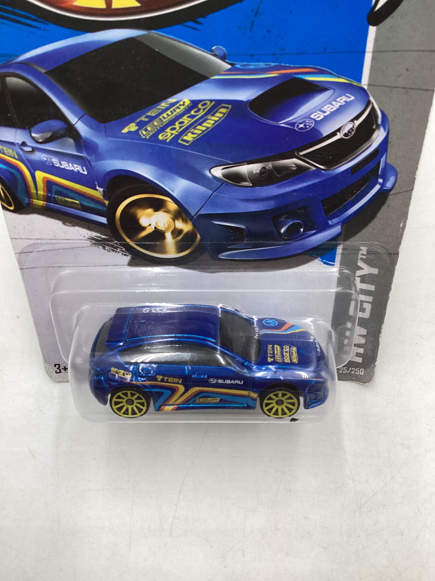 2013 Hot Wheels #25 Subaru WRX STI Blue *Card Not Perfect* 89D