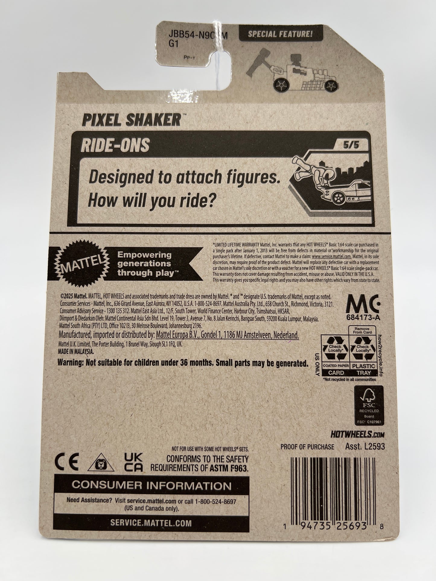 2025 Hot Wheels #138 M Case Ride-Ons Pixel Shaker Blue 116F