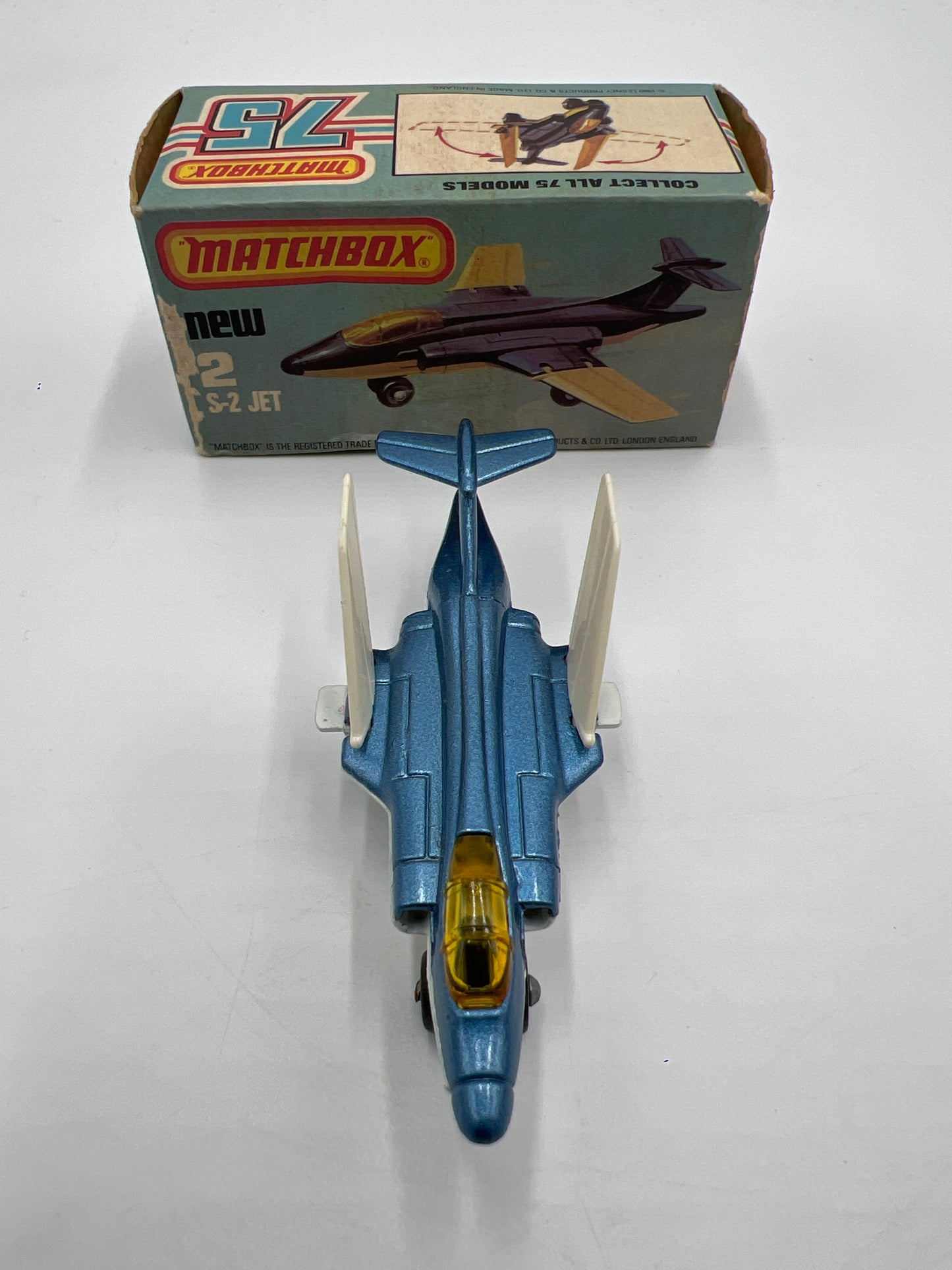 Matchbox 75 #2 S-2 Jet W/Box Blue/White