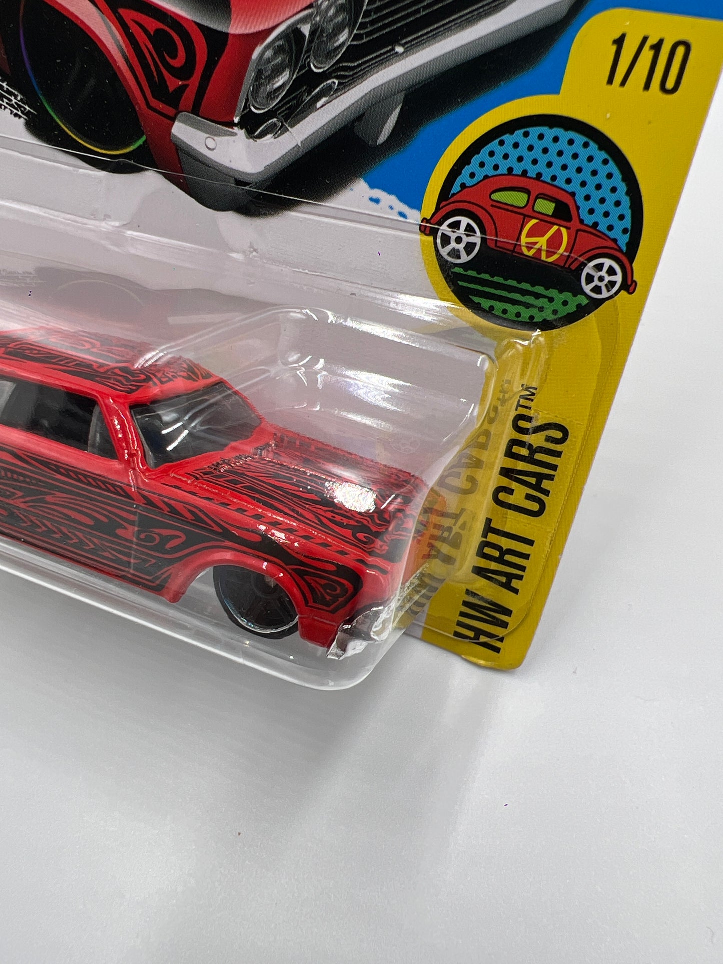 2016 Hot Wheels Art Cars #191 65 Chevy Impala Red Cracked Blister 10i