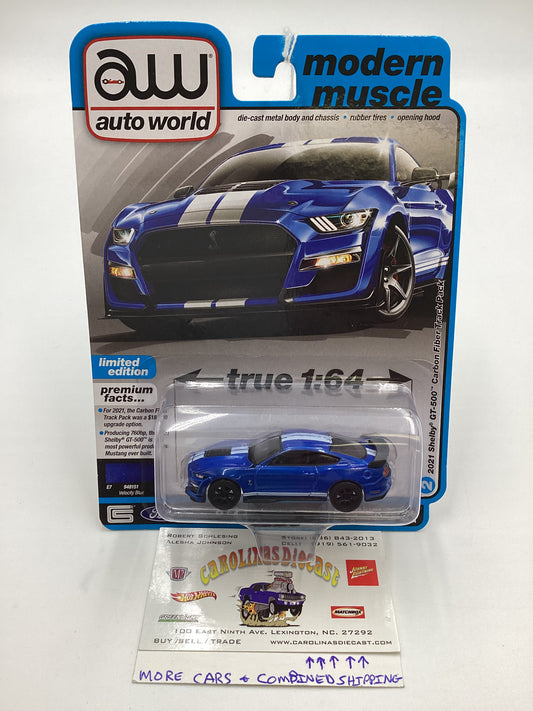 Auto World Modern Muscle Release 4 Version A 2021 Shelby GT-500 Carbon Fiber Track Pack Blue