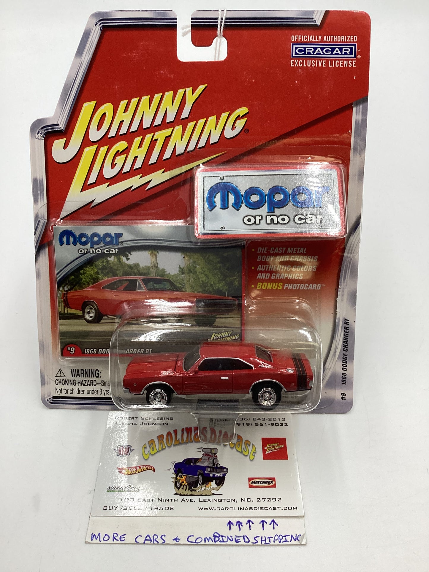 Johnny Lightning Mopar Or No Car #9 1968 Dodge Charger R/T Red 185C