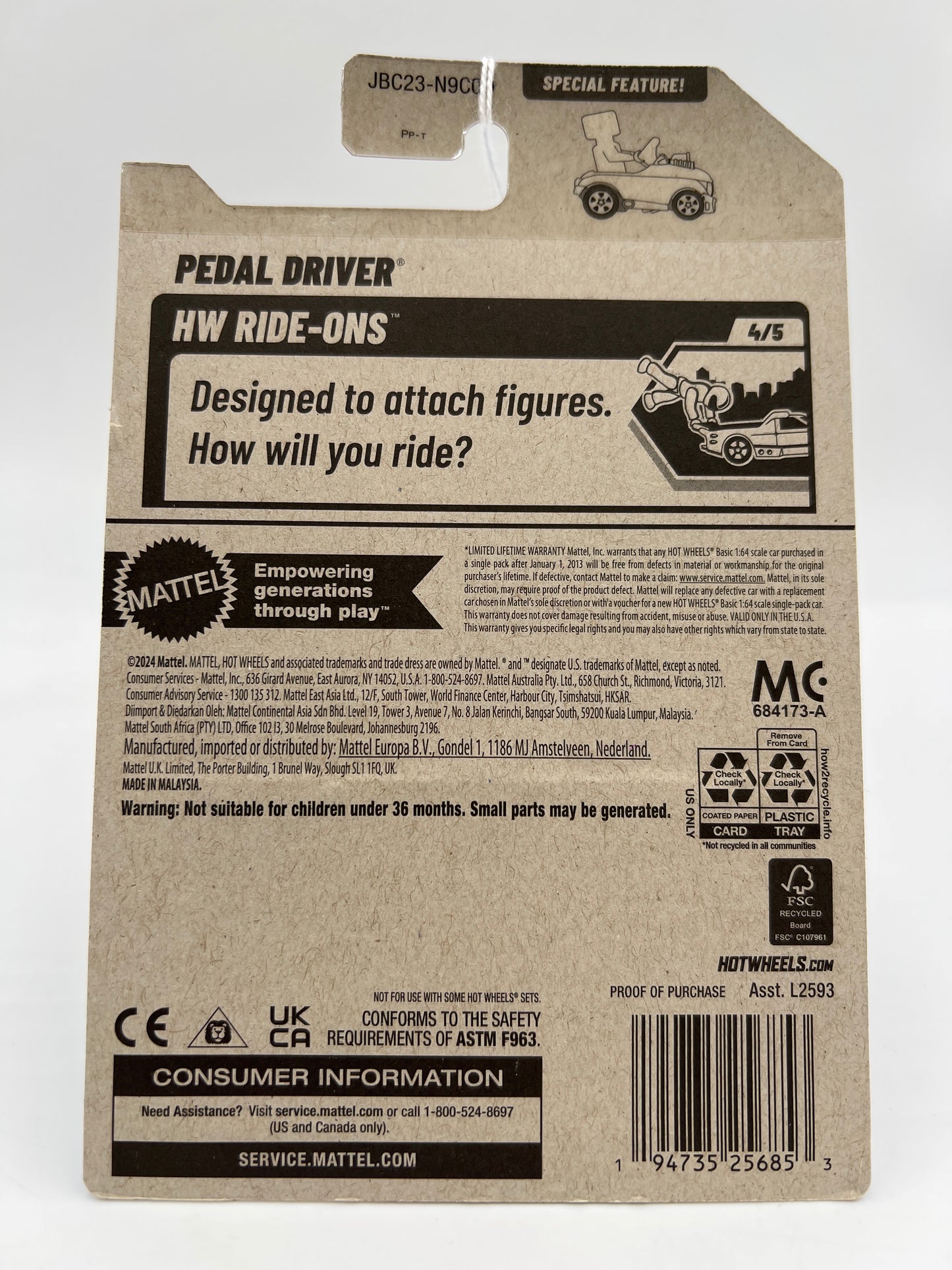 2025 Hot Wheels D Case Treasure Hunt #95 Pedal Driver Red 274C