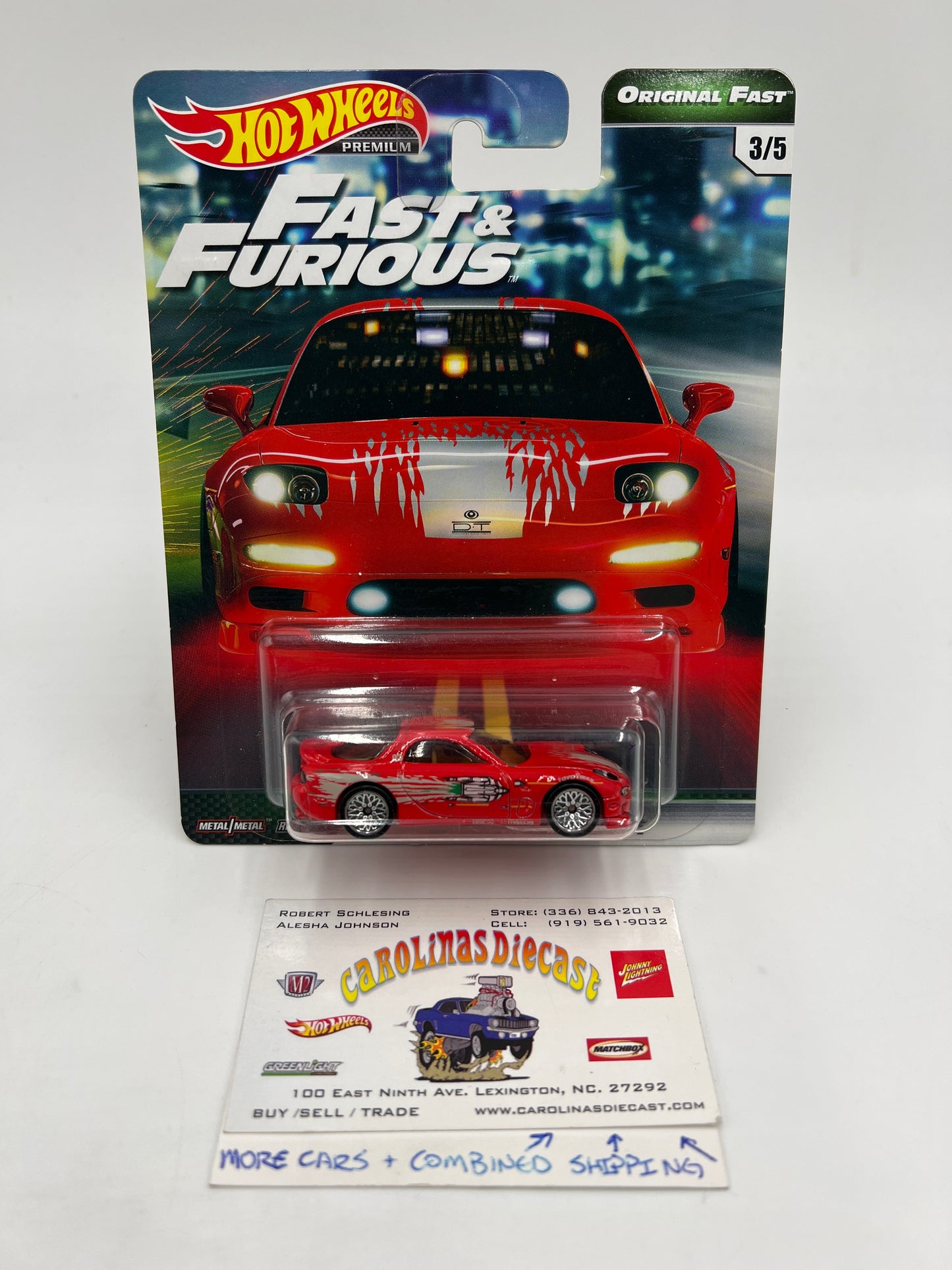 Hot Wheels Fast & Furious Original Fast #3 95 Mazda RX-7 Red W/Protector