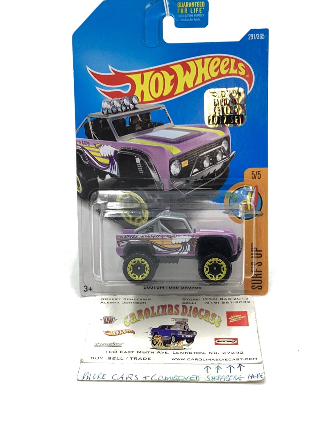 2017 Hot Wheels #291 Custom Ford Bronco factory sealed sticker 29D