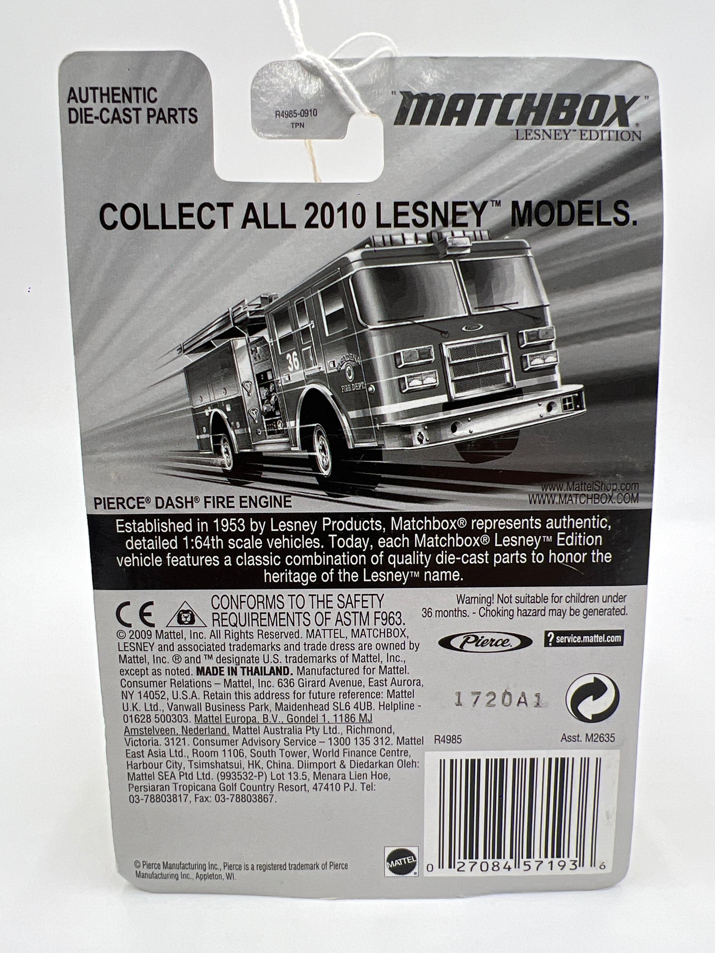 Matchbox Lesley Edition Pierce Dash Fire Engine Red SR