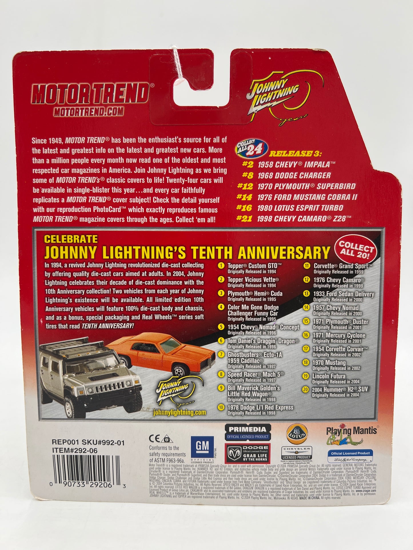 Johnny Lightning Motor Trend #12 1970 Plymouth Superbird Orange 222D