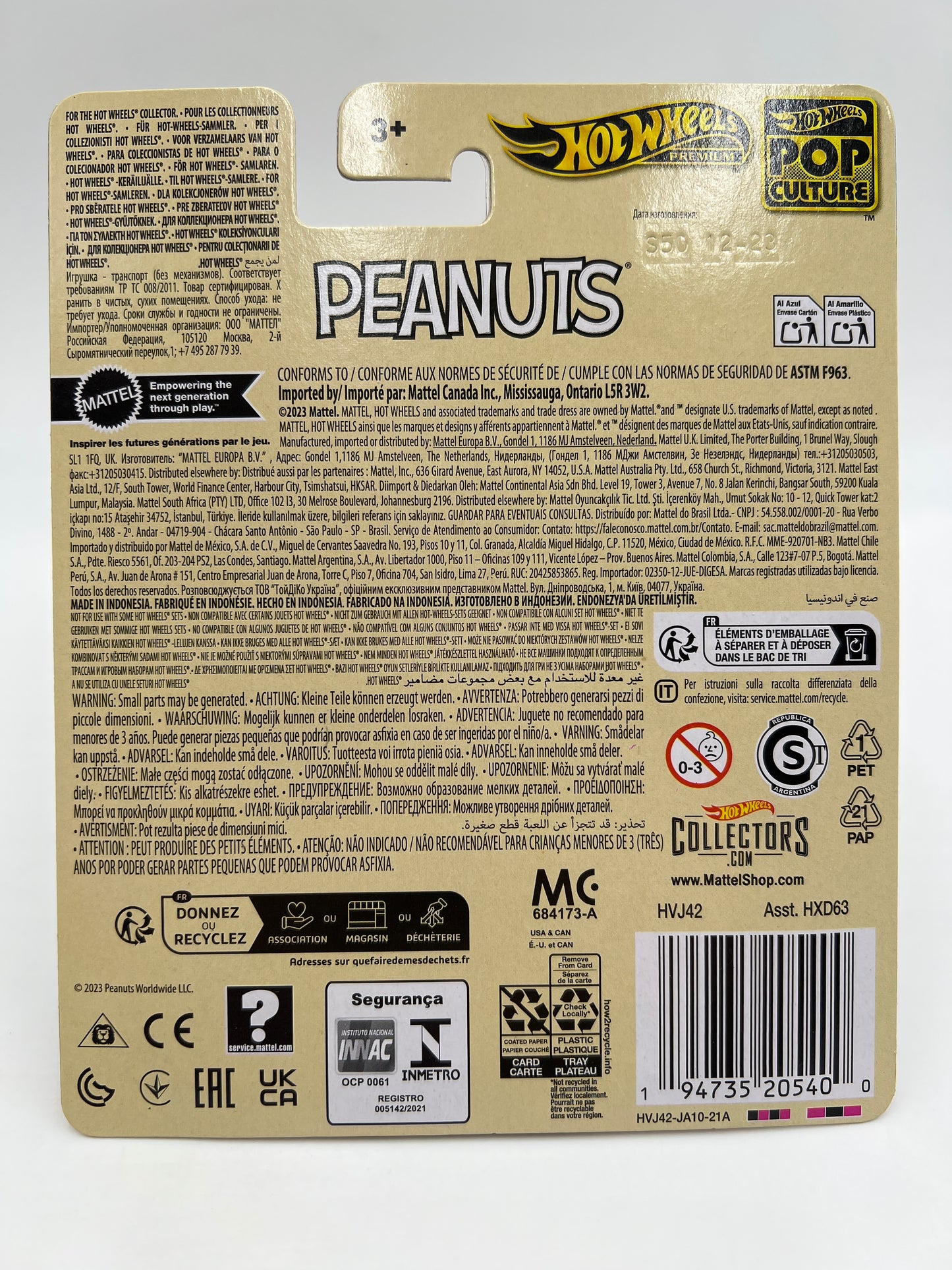 Hot Wheels Premium Pop Culture Peanuts Snoopy racing club 271H