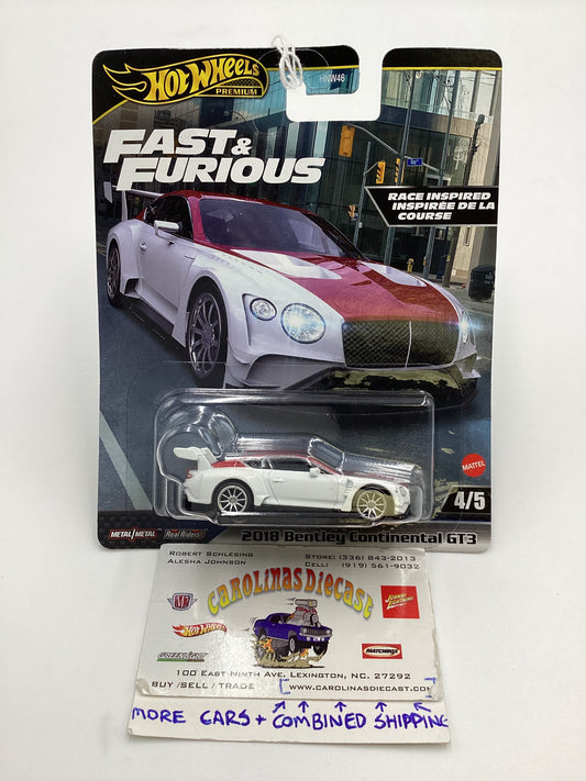 2024 Hot wheels Gold Label Fast and Furious #4 2018 Bentley Continental GT2 White/Red 248C